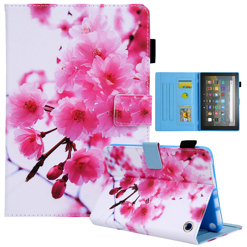 

Für Amazon Fire Max 11 Stand Tablet Leder Hülle Cross Texture Card Halter Muster Druckabdeckung - Sakura, Amazon Fire Max 11