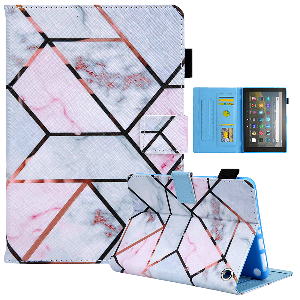 

Für Amazon Fire Max 11 Stand Tablet Leder Hülle Cross Texture Card Halter Muster Druckabdeckung - Spleißen, Amazon Fire Max 11