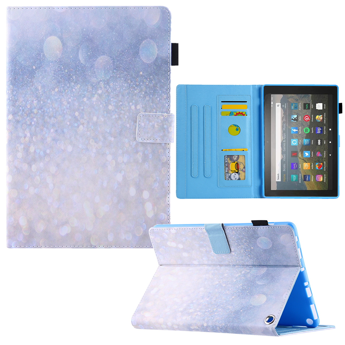 

Muster Druckkartenschlitz Tablet Hülle Für Amazon Fire Max 11 PU Leder Folio Flip Cover Mit Ständer - Glitzer Sand, Amazon Fire Max 11