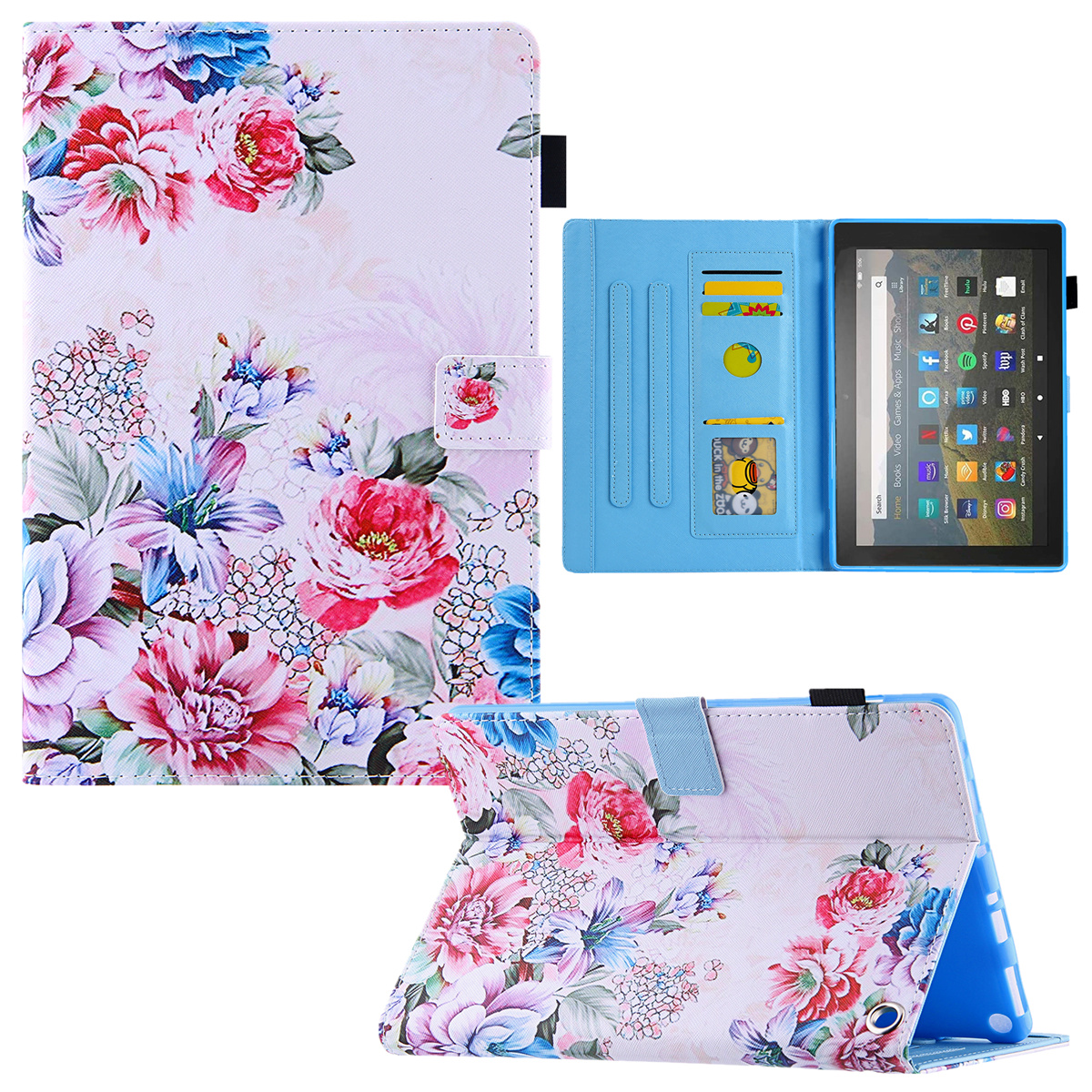 

Für Amazon Fire Max 11 Schockdosenkoffer Muster Drucktablette Hülle Kartenschlitz PU -lederabdeckung Mit Ständer - Rose, Amazon Fire Max 11