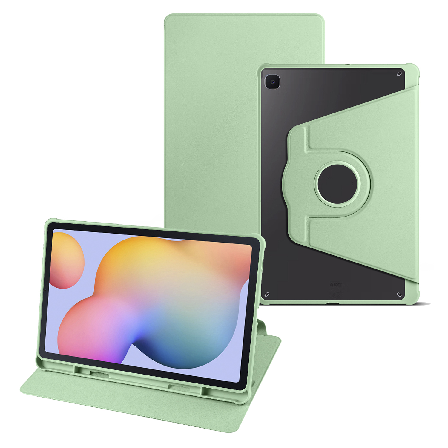

Für Samsung Galaxy Tab S6 Lite / S6 Lite (2022) Anti-drogen-tablet-hülle 360-grad-rotationsständer PU Leder Acrylabdeckung - Matcha Green, Galaxy Tab S6 Lite