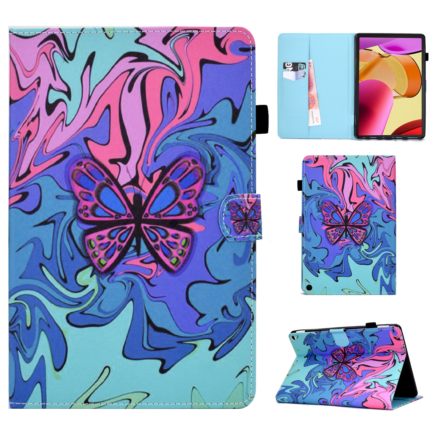 

Muster Bedruckte Stoßdämpfer Hülle Für Amazon Fire Max 11 PU Leder Flip Cover Wallet Tablet Hülle Mit Ständer - Kleiner Schmetterling, Amazon Fire Max 11