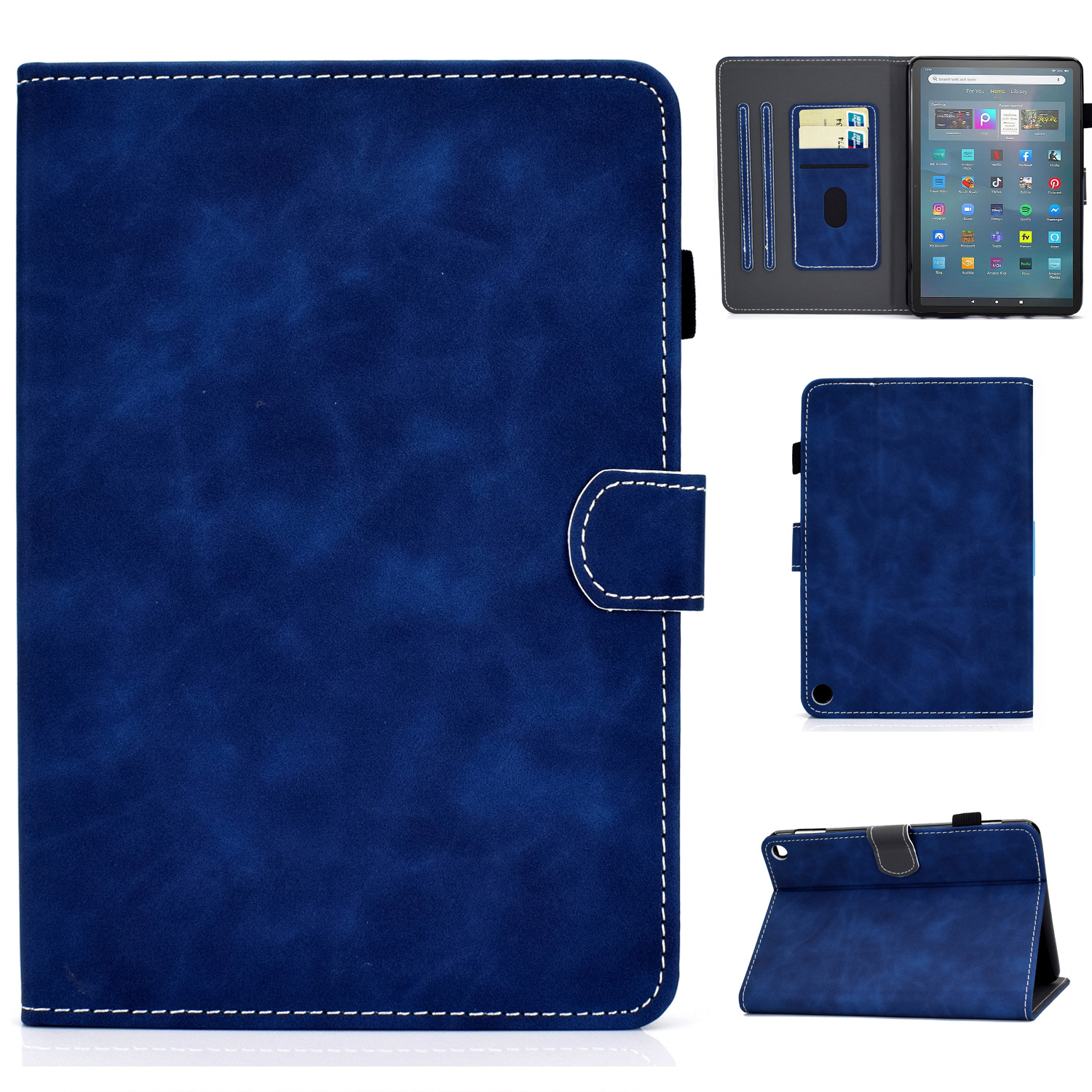 

Für Amazon Fire Max 11 PU Leder Tablet Hülle Karten Ständer Schutzschutz Mit Bleistifthalter - Blau, Amazon Fire Max 11