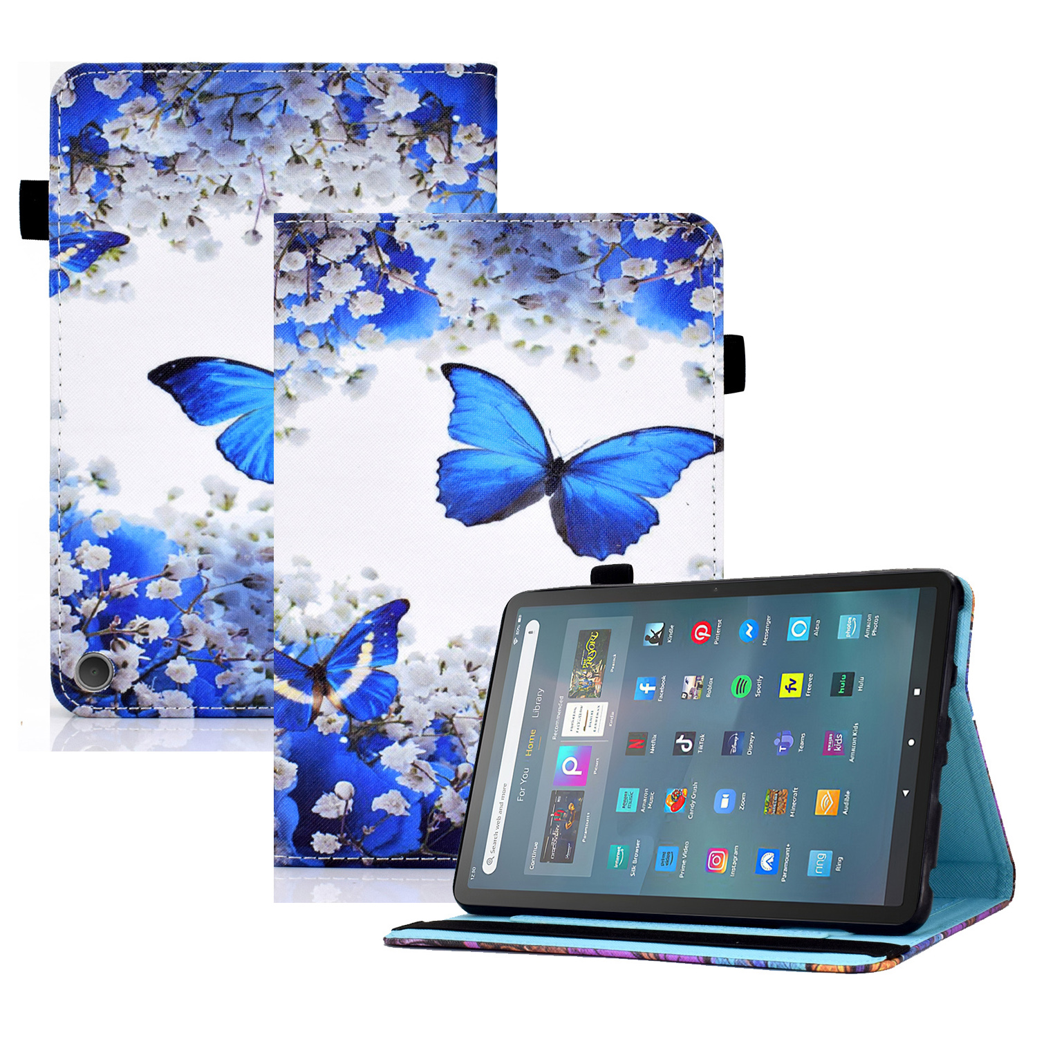 

Für Amazon Fire Max 11 Tablet Hülle Elastizitätsbandmuster Druck PU Lederstand Cover Abdeckung - Blüte Und Schmetterling, Amazon Fire Max 11