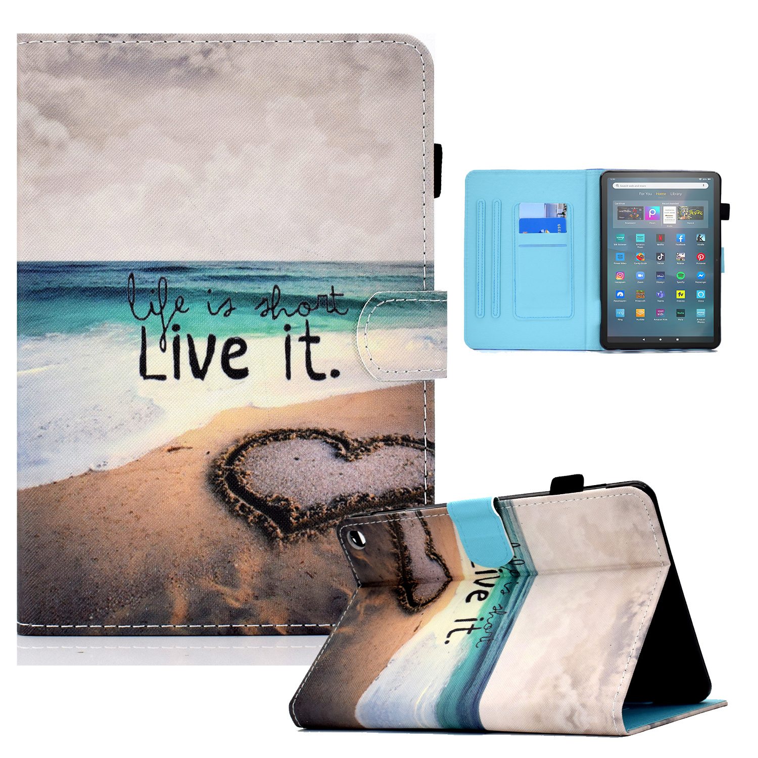 

Für Amazon Fire Max 11 Muster Drucktablette Hülle PU -leder -standkarten -slots Smart Cover - Herz, Amazon Fire Max 11