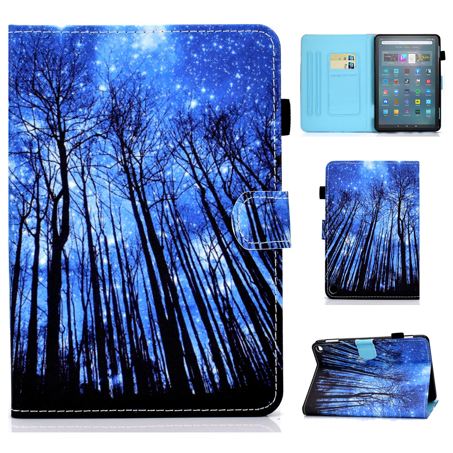 

Für Amazon Fire Max 11 Muster Drucktablette Hülle PU -leder -standkarten -slots Smart Cover - Wald, Amazon Fire Max 11