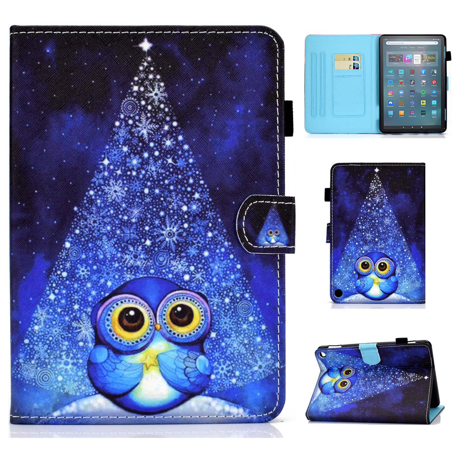 

Für Amazon Fire Max 11 Muster Drucktablette Hülle PU -leder -standkarten -slots Smart Cover - Nachteule, Amazon Fire Max 11