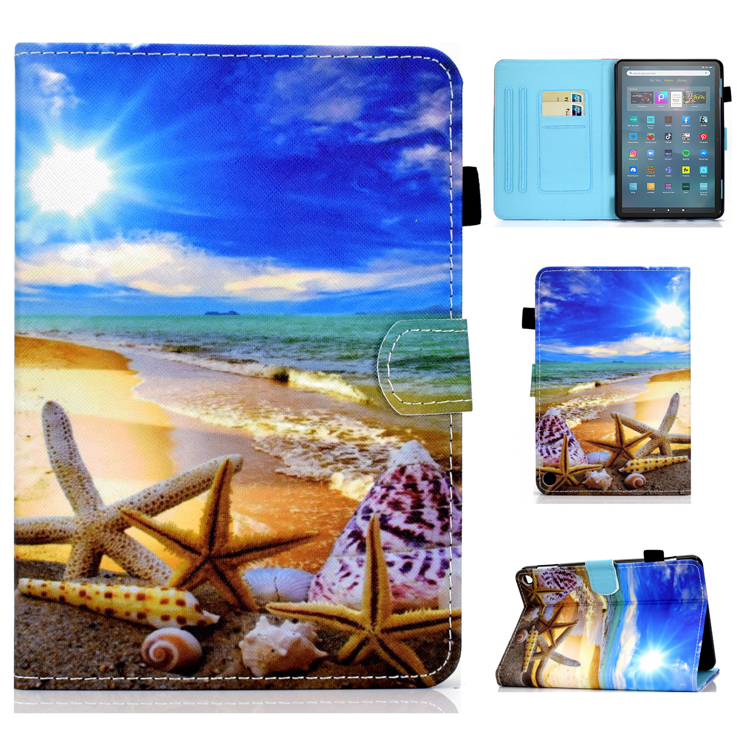 

Für Amazon Fire Max 11 Muster Drucktablette Hülle PU -leder -standkarten -slots Smart Cover - Blauer Himmel, Amazon Fire Max 11