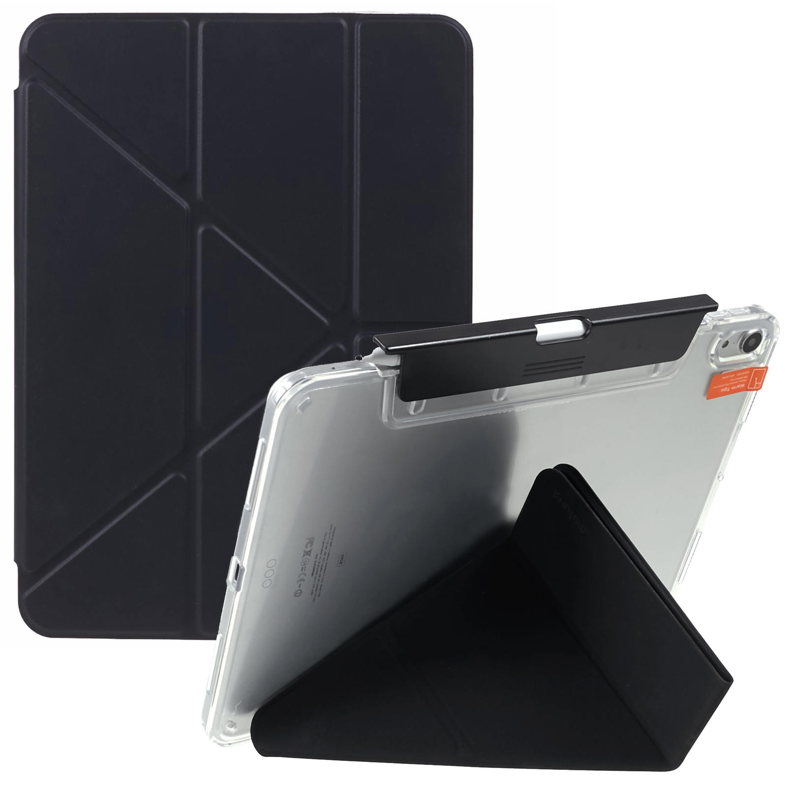 

Mutural Origami Stand Hülle Für Ipad Air (2020) /(2022), PU Leder -schutzabdeckung Mit Abnehmbarem Bleistifthalter - Schwarz, iPad Air (2020)
