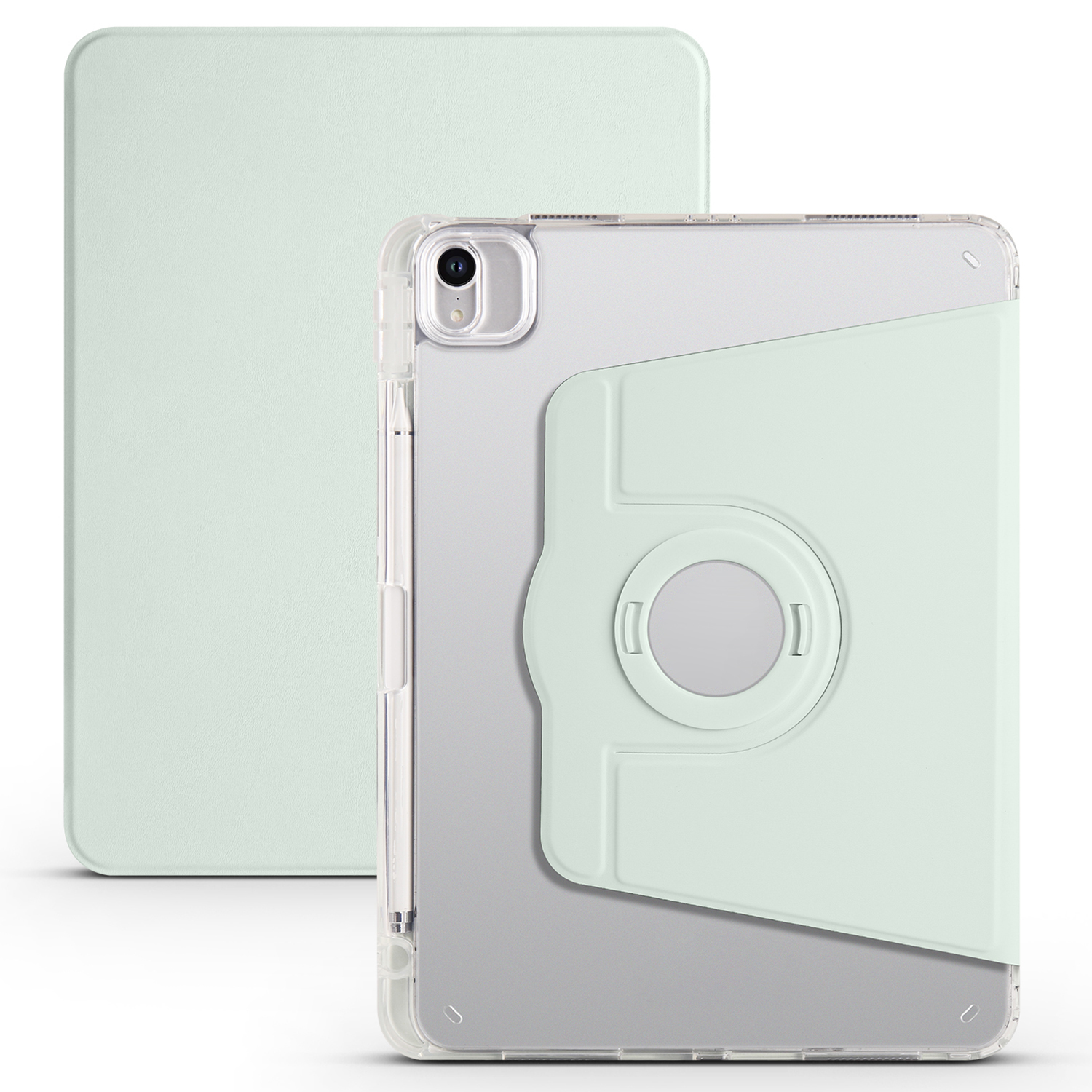 

Für Ipad Pro 11 (2021) /(2020) /(2022) / Ipad Air (2020) /(2022) Rotationsständer Tablette Abdeckung PU Leder TPU Kristall Klar Zurück - Hellgrün, iPad Pro 11 (2021)