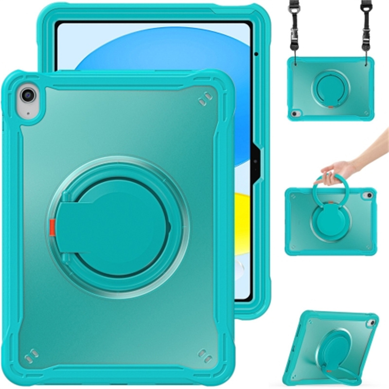 

Für Das Ipad 10.9 (2022) 360-grad-dreh-kickstand-pc+tpu-abdeckungsschock-proof-tragable-tablet-hülle Mit Schultergurt - Baby Blau, iPad 10.9 (2022)