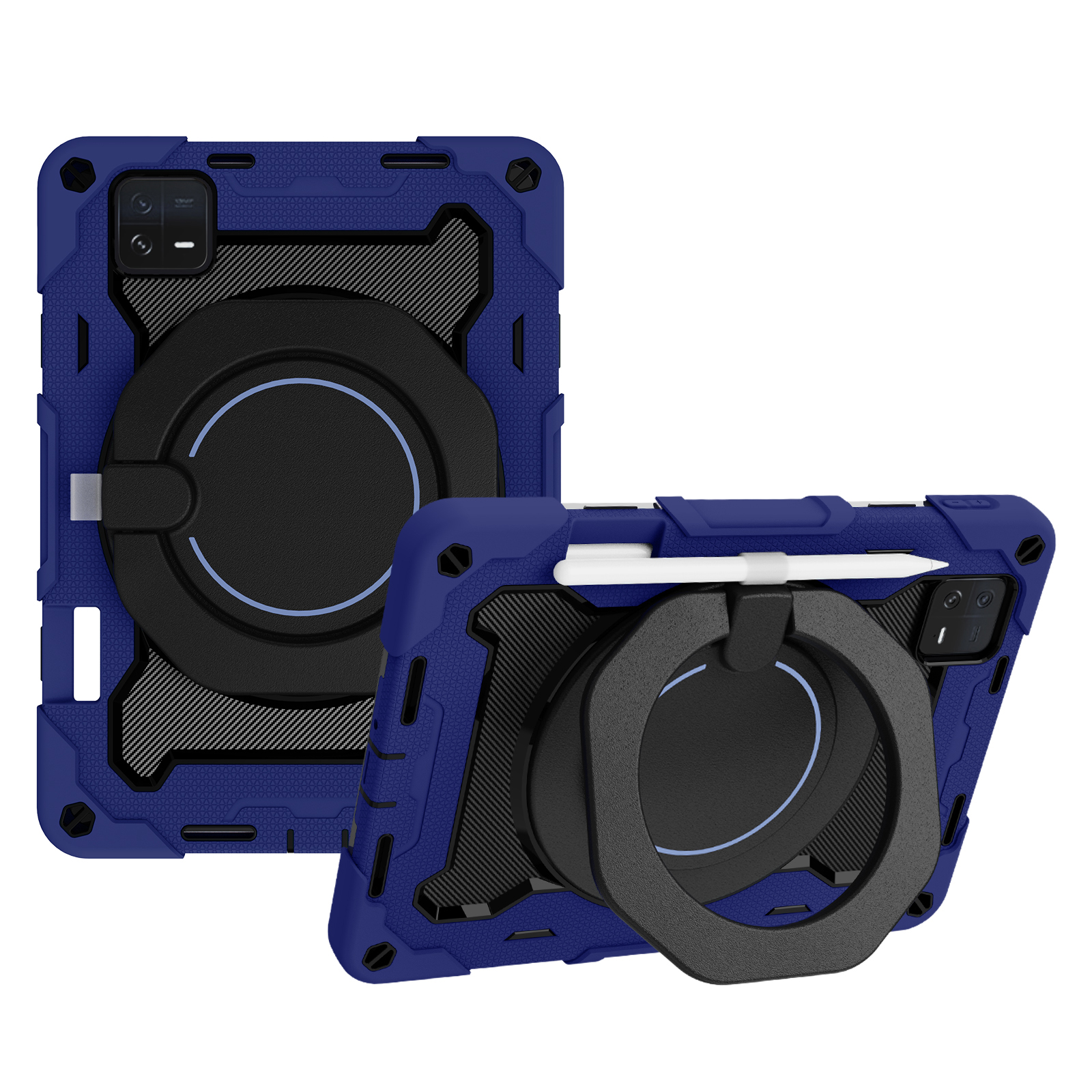 

Für Xiaomi Pad 6 PC + Silikon-schutzabdeckung 360-grad-rotary Kickstand Drop-proof-tablet-hülle - Navy Blau, Xiaomi Pad 6