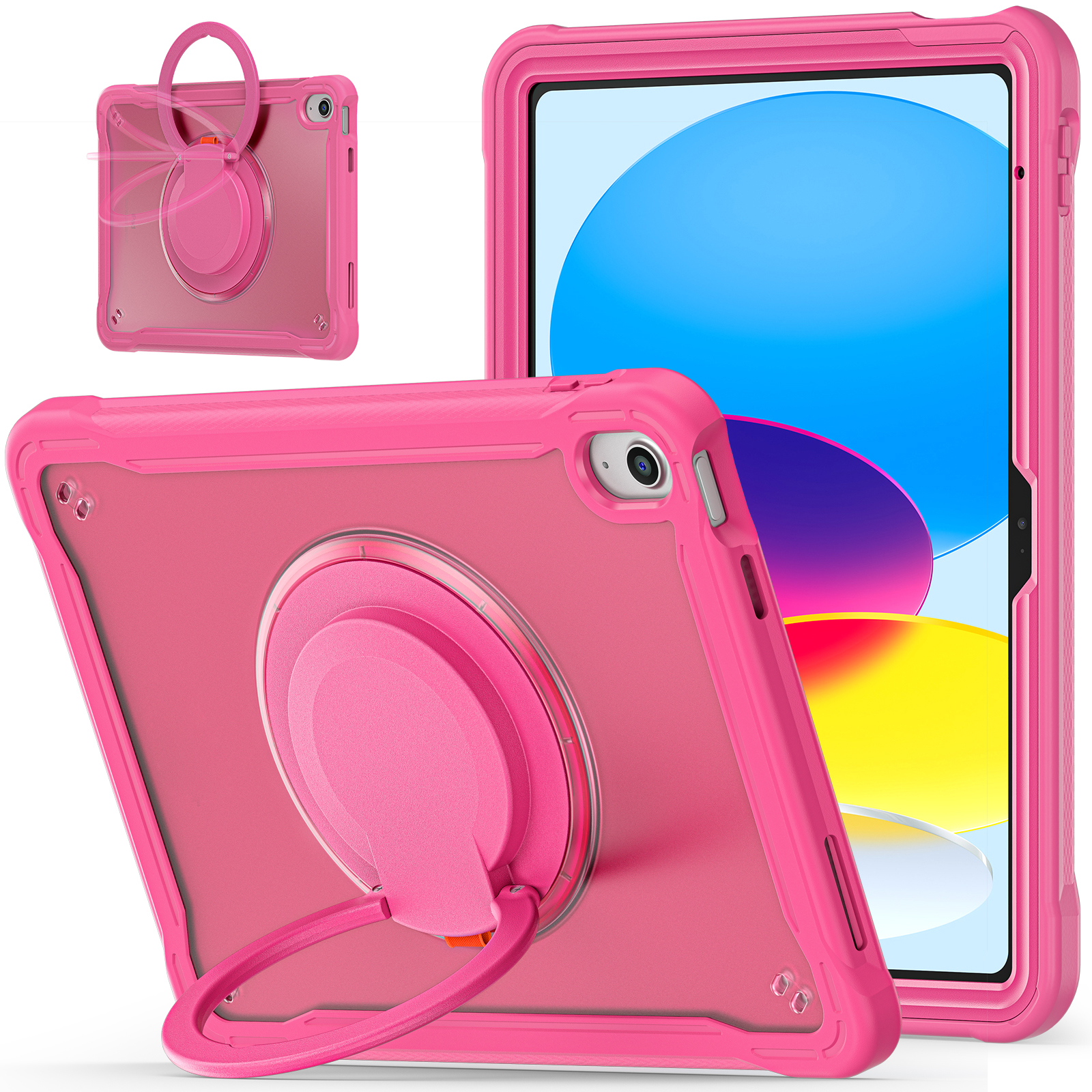 

Für Das Ipad 10.9 (2022) 360-grad Rotierende Kickstand-hülle Pc+tpu-abdeckung Stoßdichter Tablet-tablet-abdeckung Mit Griffgurt - Rose, iPad 10.9 (2022)