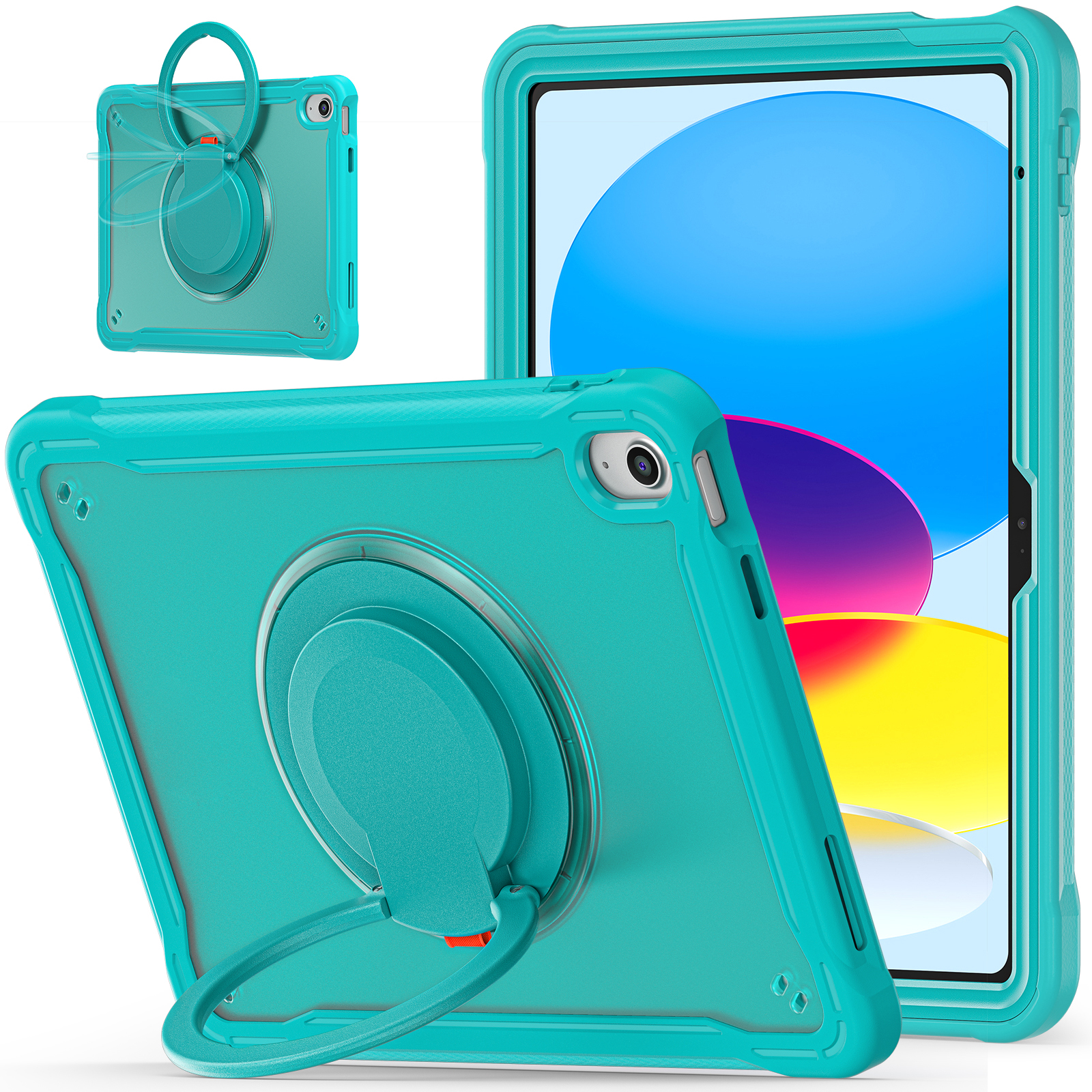 

Für Das Ipad 10.9 (2022) 360-grad Rotierende Kickstand-hülle Pc+tpu-abdeckung Stoßdichter Tablet-tablet-abdeckung Mit Griffgurt - Baby Blau, iPad 10.9 (2022)