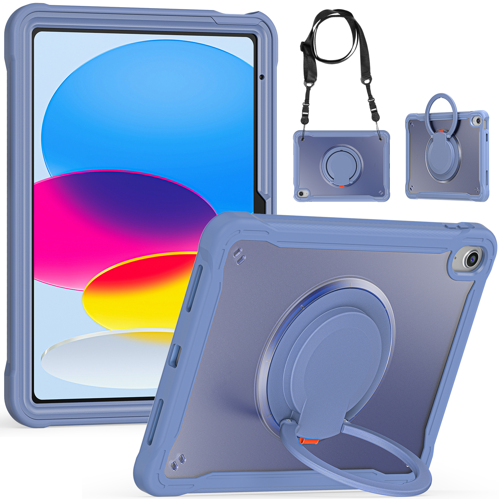 

Schocksicheres Kickstand -hülle Für Ipad 10.9 (2022) PC+TPU -handbandabdeckung Mit Schultergurt - Lila, iPad 10.9 (2022)