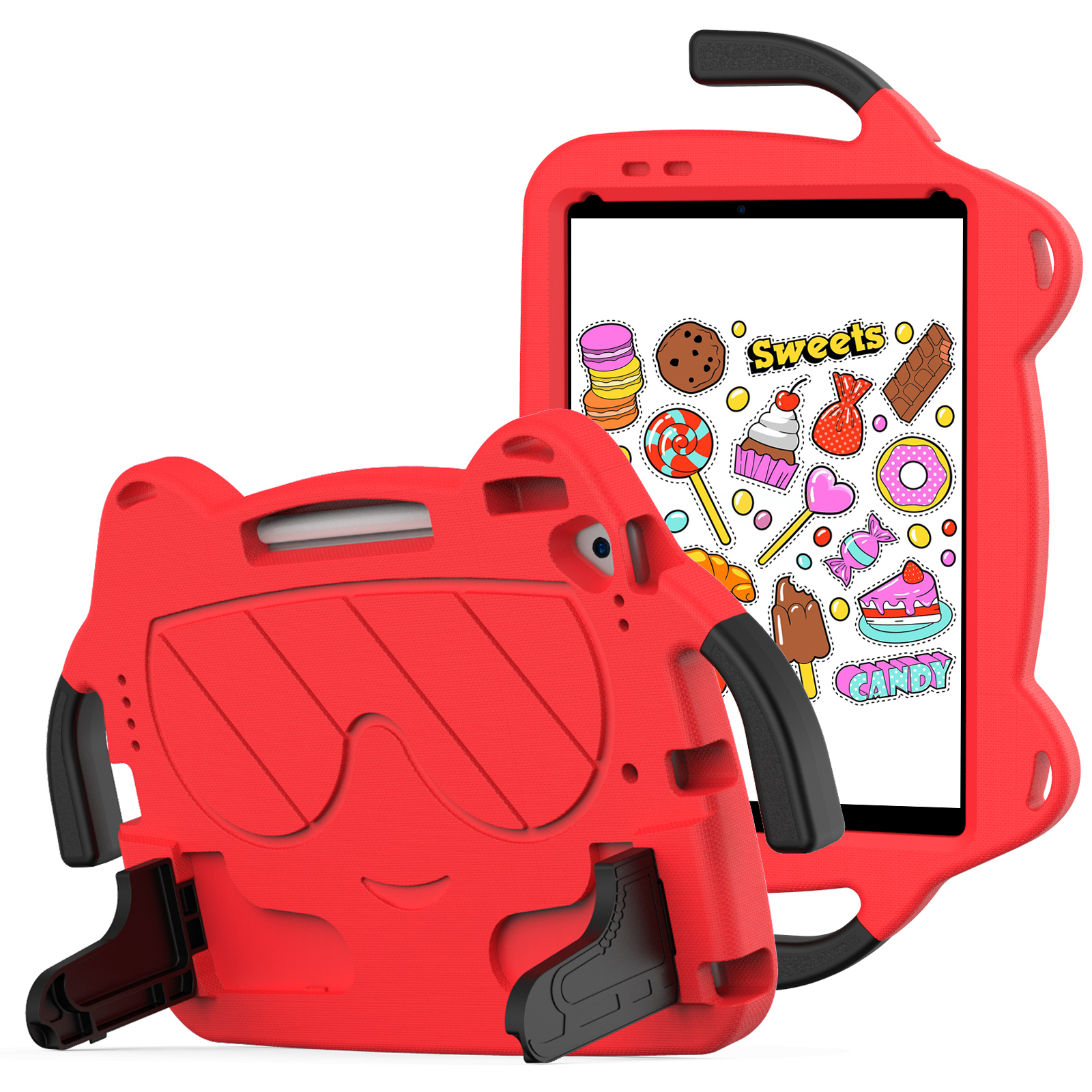 

tablet -fall für ipad 10.2 (2021) /(2020) /(2019) / ipad air 10.5 zoll (2019) / pro 10,5-zoll (2017) eva+pc-kickstand-cover - rot+schwarz, iPad 10.2 (2021)