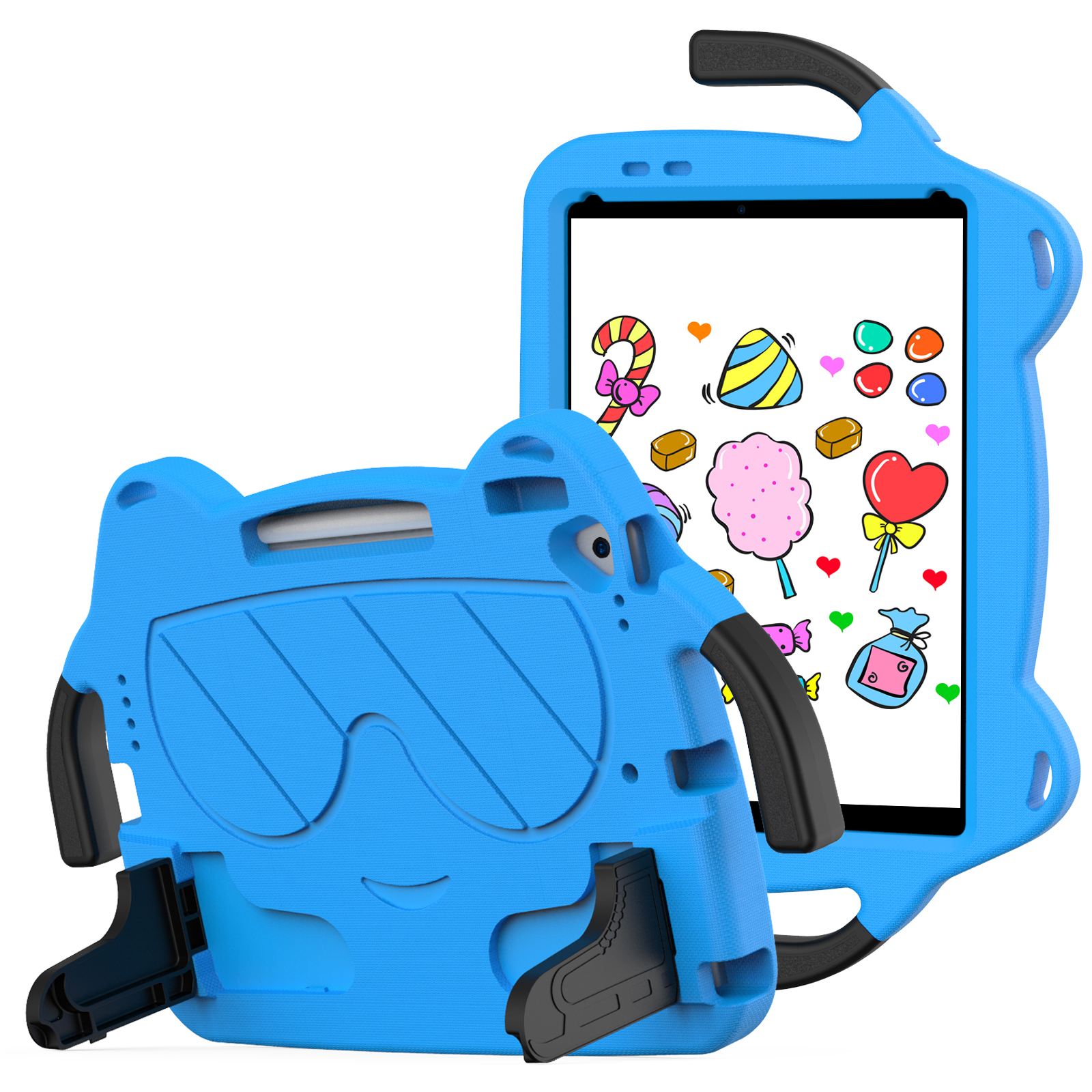 

tablet -fall für ipad 10.2 (2021) /(2020) /(2019) / ipad air 10.5 zoll (2019) / pro 10,5-zoll (2017) eva+pc-kickstand-cover - himmelblau+schwarz, iPad 10.2 (2021)