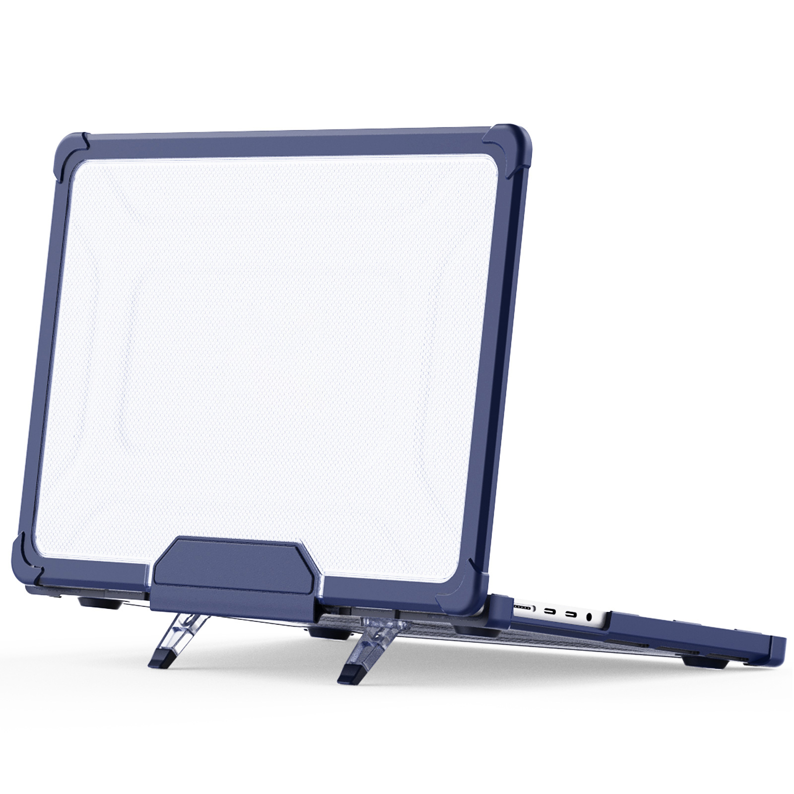 

Für MacBook Pro 14 Zoll (2021) /(2023) (A2442 M1 Pro / M1 Max / A2779) Wärmedissipation Hartes PC+TPU -laptop -fall Mit Kickstand - Navy Blau, MacBook Pro 14 inch (2021)