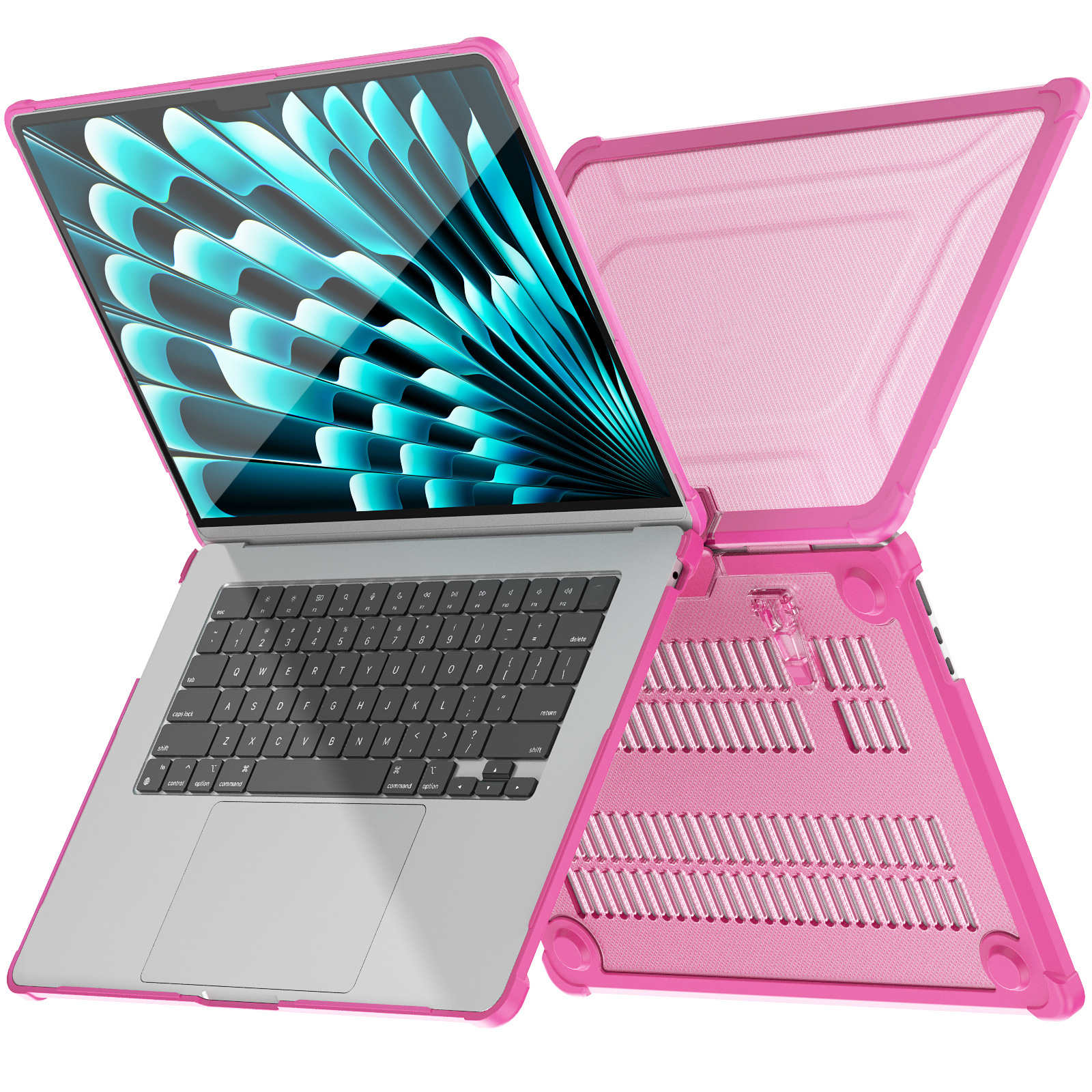 

Für Macbook Air 15 Zoll (2023) M2 A2941 PC+TPU Laptop Fall Wärme Dissipation Kickstand Non-slip-notebook-cover - Rose, Macbook Air 15 inch (2023)