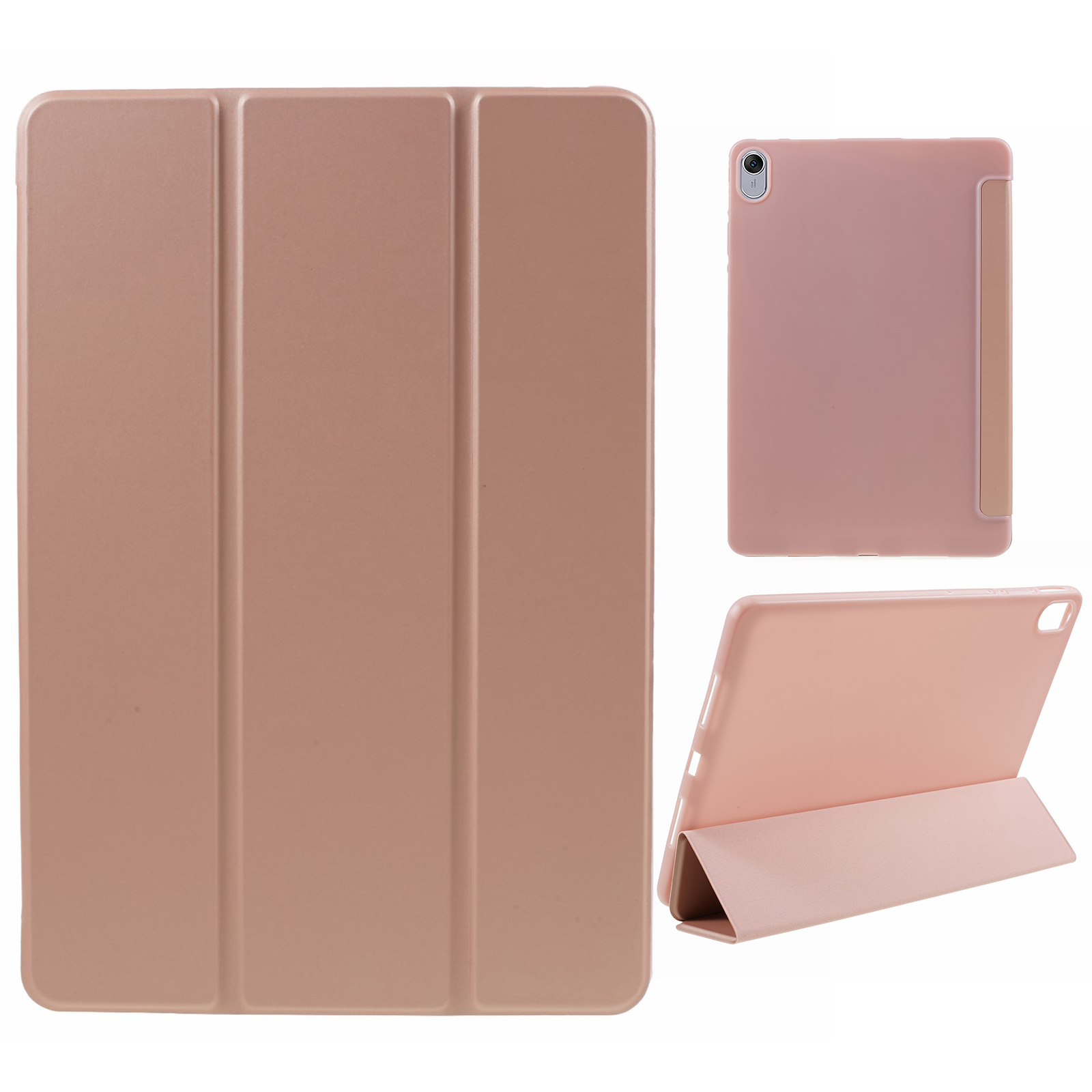 

Für Huawei Matepad 11.5 PU Leder + Silikon Stoßdichter Abdeckung Anti-Drop Tri-Fold Stand Tablet Hülle - Roségold, Huawei MatePad 11.5