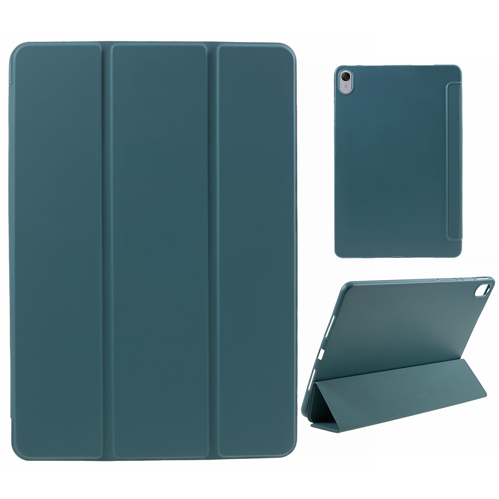 

Für Huawei Matepad 11.5 PU Leder + Silikon Stoßdichter Abdeckung Anti-Drop Tri-Fold Stand Tablet Hülle - Schwarzgrün, Huawei MatePad 11.5
