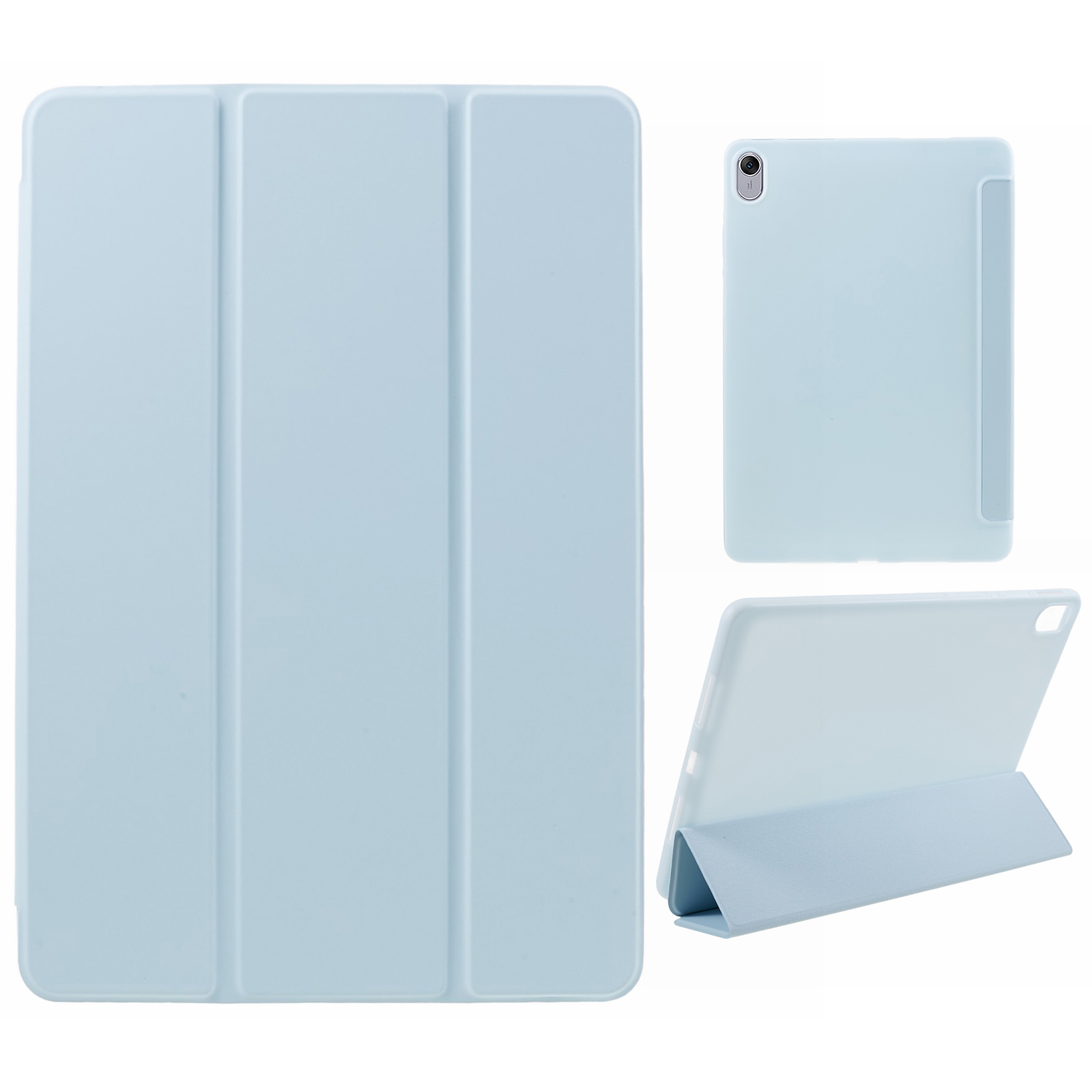 

Für Huawei Matepad 11.5 PU Leder + Silikon Stoßdichter Abdeckung Anti-Drop Tri-Fold Stand Tablet Hülle - Baby Blau, Huawei MatePad 11.5