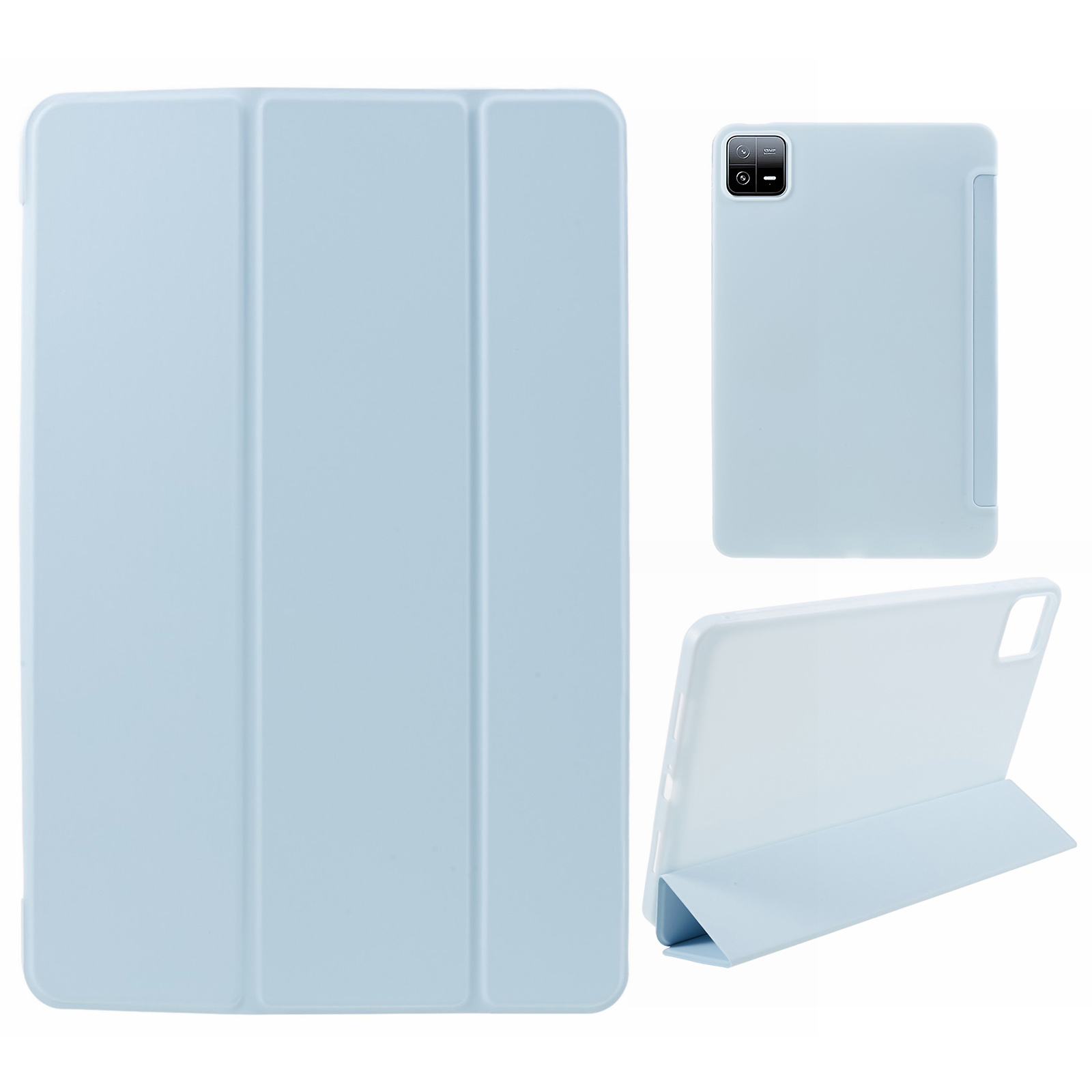 

Für Xiaomi Pad 6 / 6 Pro Tri-Fold Stand Protective Cover PU Leder + Matte TPU Tablet Hülle - Himmelblau, Xiaomi Pad 6