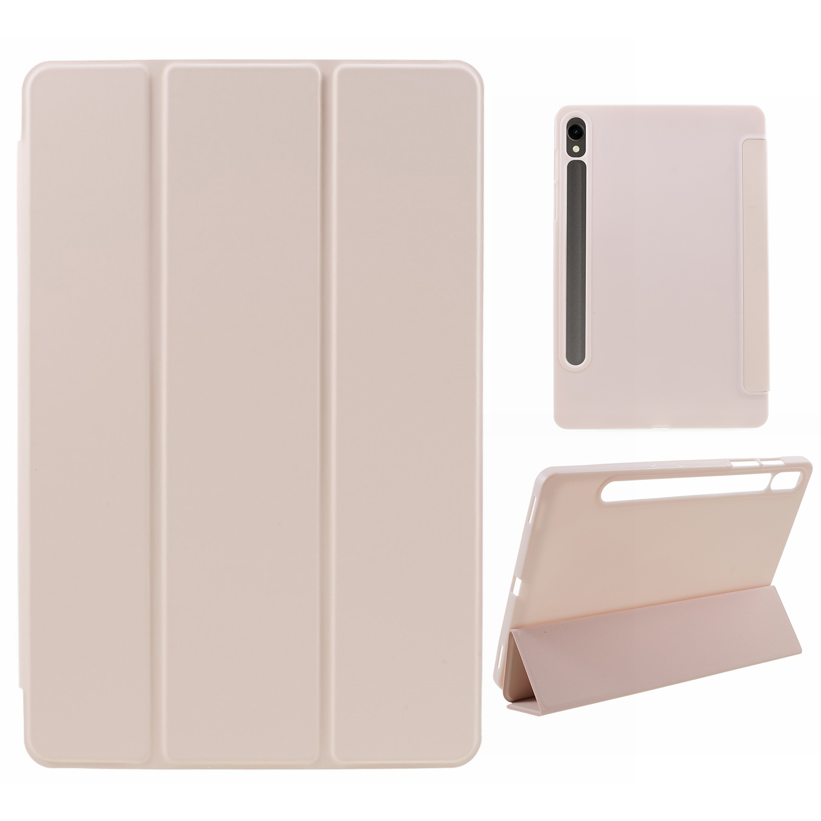 

Für Samsung Galaxy Tab S9 / S8 / S7 PU+Matte TPU Tablet Fall Anti-drop-schutzabdeckung Mit Einem Tri-fold-ständer - Rosa, Galaxy Tab S9