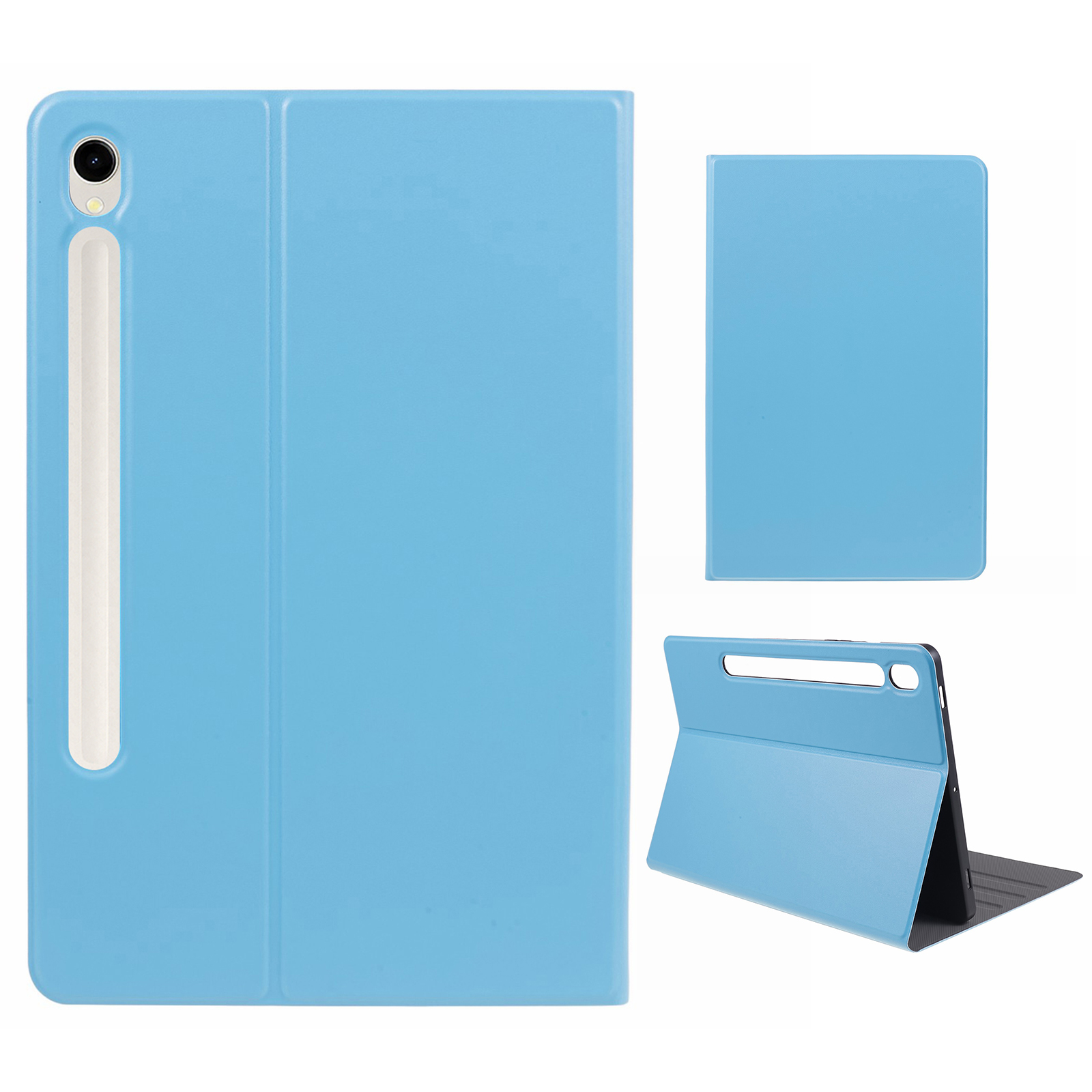 

Für Samsung Galaxy Tab S9 PU Leder Tablet Hülle Faltbare Stand Tablet Schutzdeckel - Himmelblau, Galaxy Tab S9