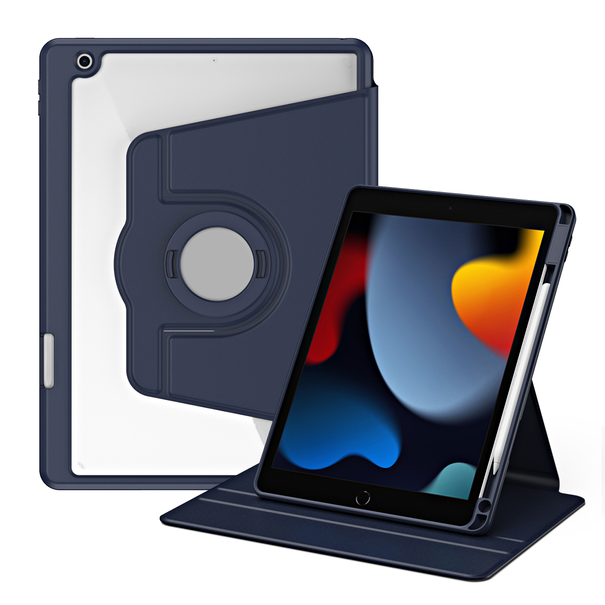 

Für Ipad 10.2 (2021) /(2019) /(2020) Anti-drogen-tablet-hülle Rotierende Ständer Pu-leder-tpu-abdeckung - Dunkelblau, iPad 10.2 (2021)