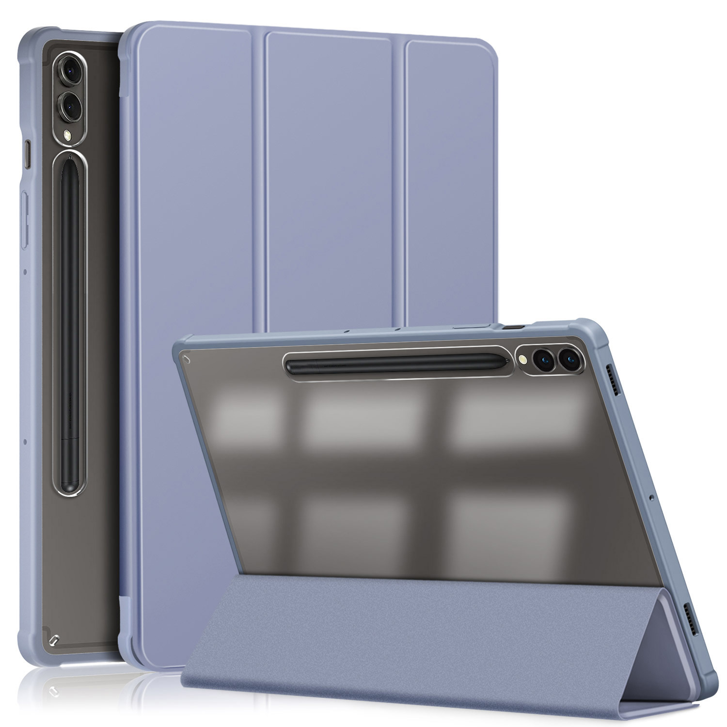 

Für Samsung Galaxy Tab S9+(sm-x810 / SM-X816B / SM-X818U) Stiftschlitz-tablet-hülle Tri-fach Ständer Tpu+acryl+pu-lederabdeckung - Lila, Galaxy Tab S9+