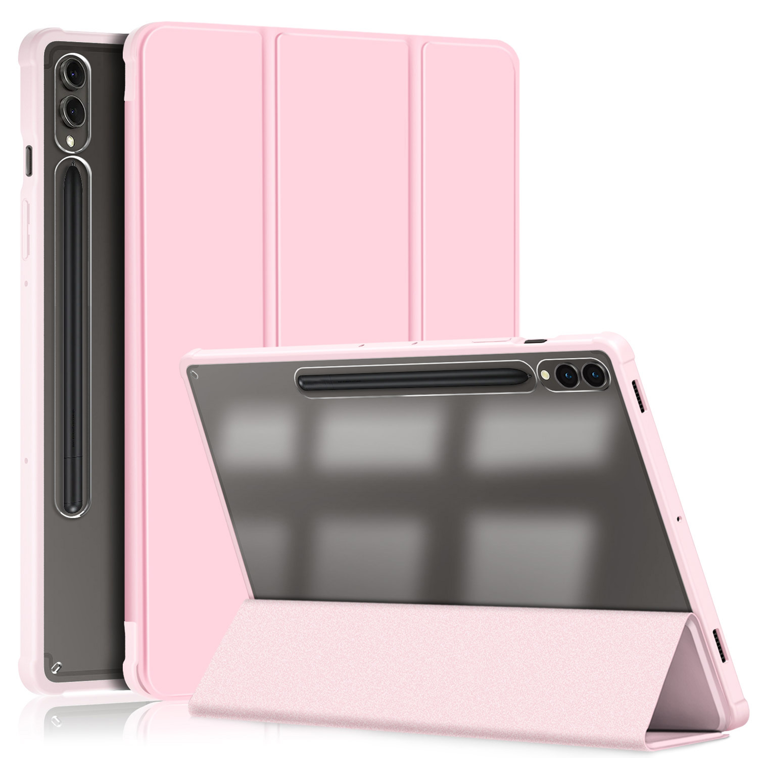 

Für Samsung Galaxy Tab S9+(sm-x810 / SM-X816B / SM-X818U) Stiftschlitz-tablet-hülle Tri-fach Ständer Tpu+acryl+pu-lederabdeckung - Rosa, Galaxy Tab S9+