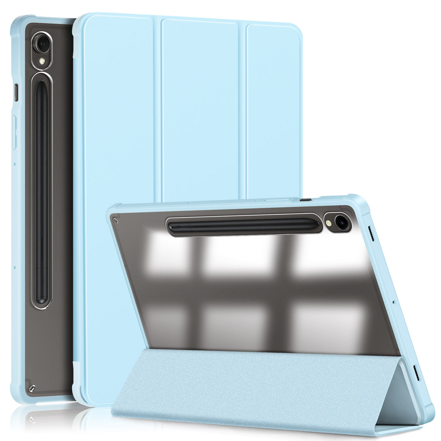 

Schutzhülle Für Samsung Galaxy Tab S9 (SM-X710 / SM-X716B / SM-X718U) Pu+tpu+acryl-tri-fold-stand-tablet-abdeckung Mit Stiftschlitz - Baby Blau, Galaxy Tab S9