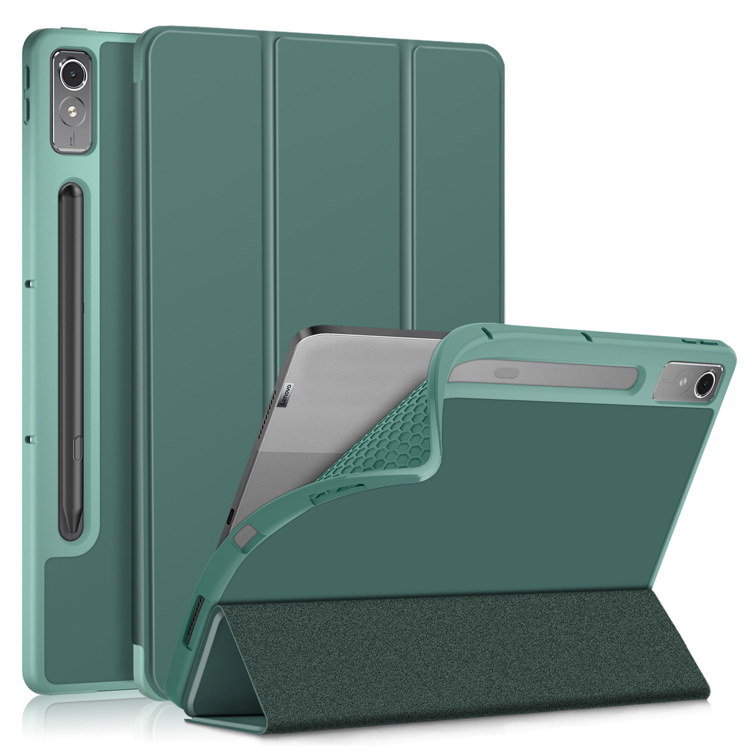 

Für Lenovo Tab P12 TB371FC Trifold Stat - Schwarzgrün, Lenovo Tab P12