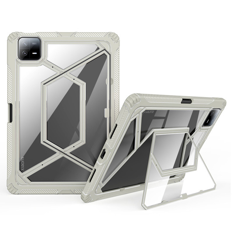 

Für Xiaomi Pad 6 / 6 Pro Magnetic Kickstand Tablet Case PC+TPU Drop-proof Vier Eck Zurück - Grau, Xiaomi Pad 6