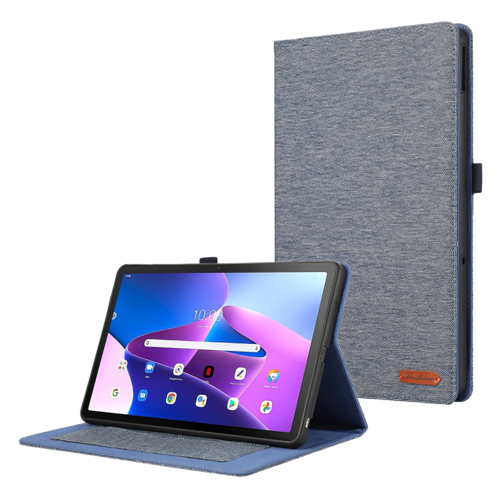 

Für Lenovo Tab M10 PU Lederständer Deckentuchtextur Anti-kratzer-tablet-hülle Mit Kartenhalter - Blau, Lenovo Tab M10 5G