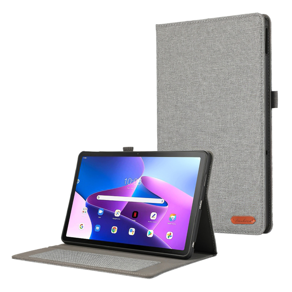 

Für Lenovo Tab M10 PU Lederständer Deckentuchtextur Anti-kratzer-tablet-hülle Mit Kartenhalter - Grau, Lenovo Tab M10 5G