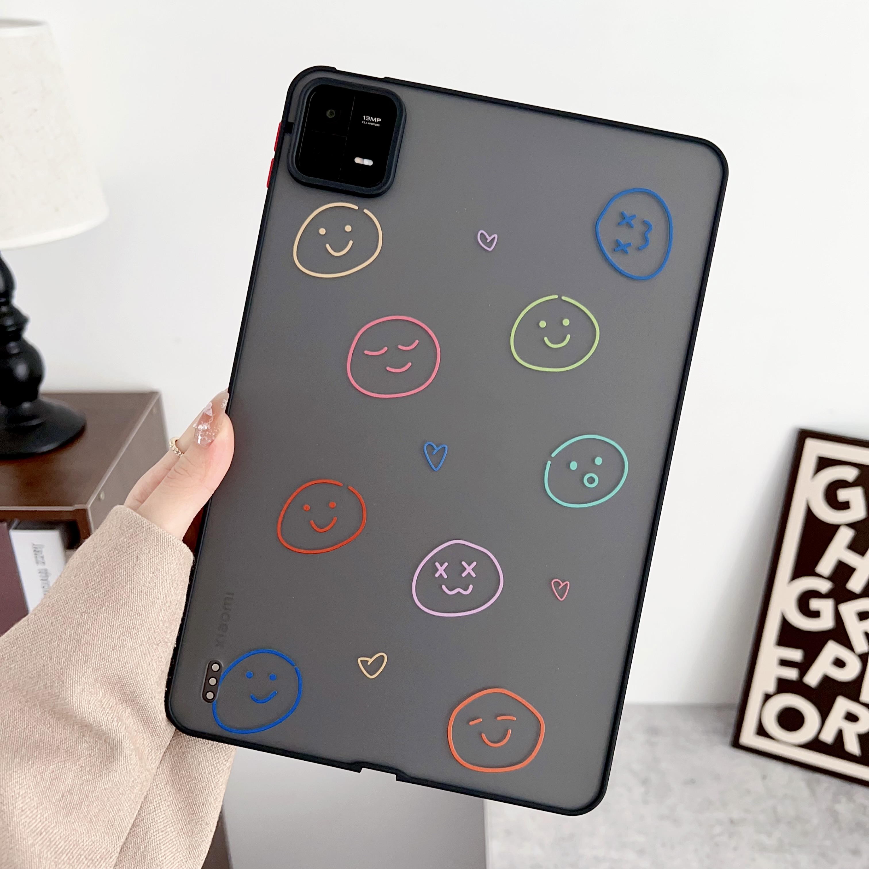 

Für Xiaomi Pad 6 Muster Drucktablette Hülle Hauttouch Stoßdicht Weicher Tpu-rückzugabdeckung - Lächelnde Gesichter, Xiaomi Pad 6