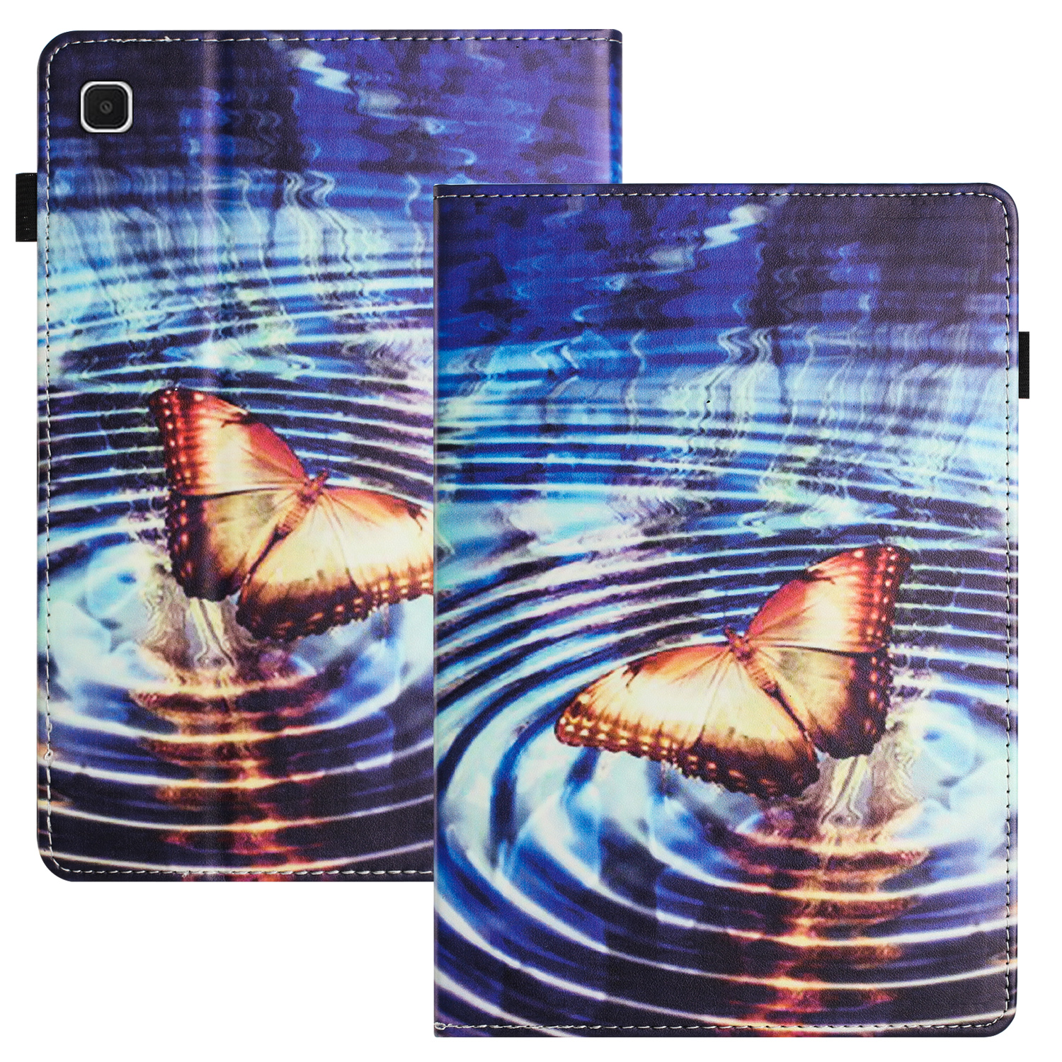 

PU Leder Tablet Stand Hülle Für Samsung Galaxy Tab A7 10.4 (2020) / (2022) Musterdruckkartenhalter Tablet Shell Shell - Wellenschmetterling, Galaxy Tab A7 10.4 (2020)