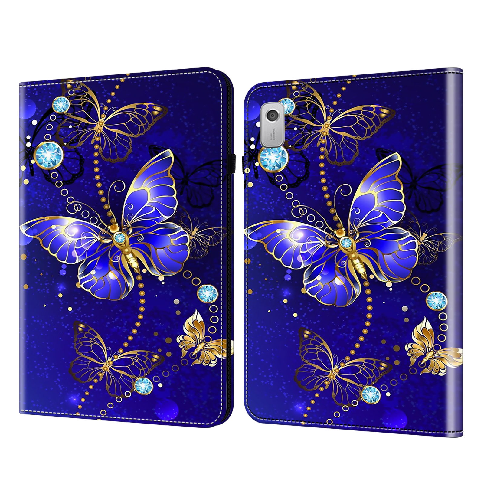 

Musterdruck PU Leder Tablet Hülle Für Lenovo Tab M9 Scratch-resistente Tablet Shell-standkarte Halter - Diamond Butterfly, Lenovo Tab M9