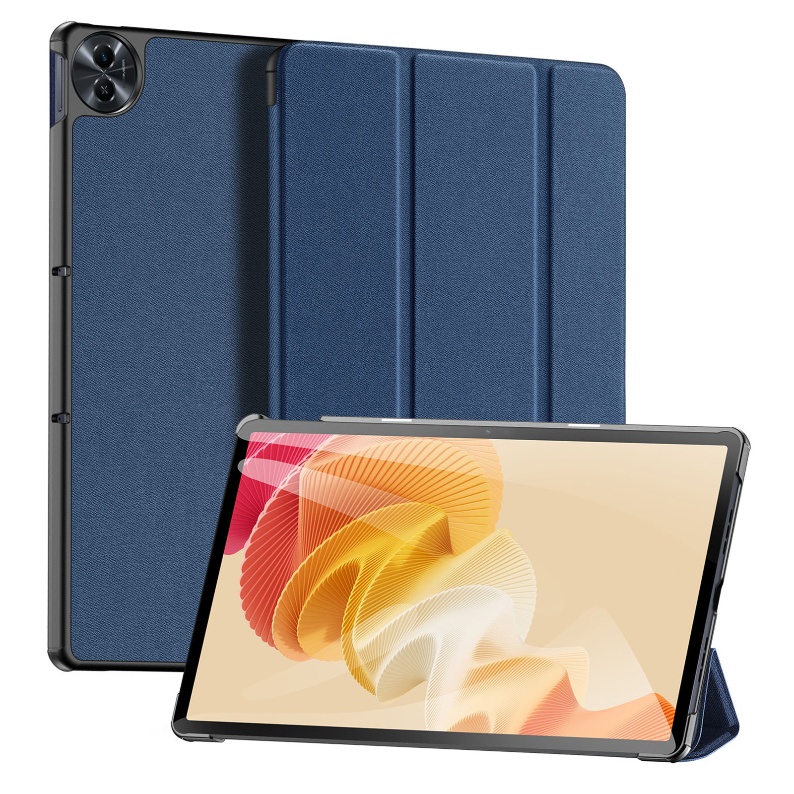 

Dux Ducis Domo Series Для Realme Pad 2 PU Кожаная Трехцветная Крышка Стенда Auto Wake / Sleep Smart Tablet Case - Синий, Realme Pad 2