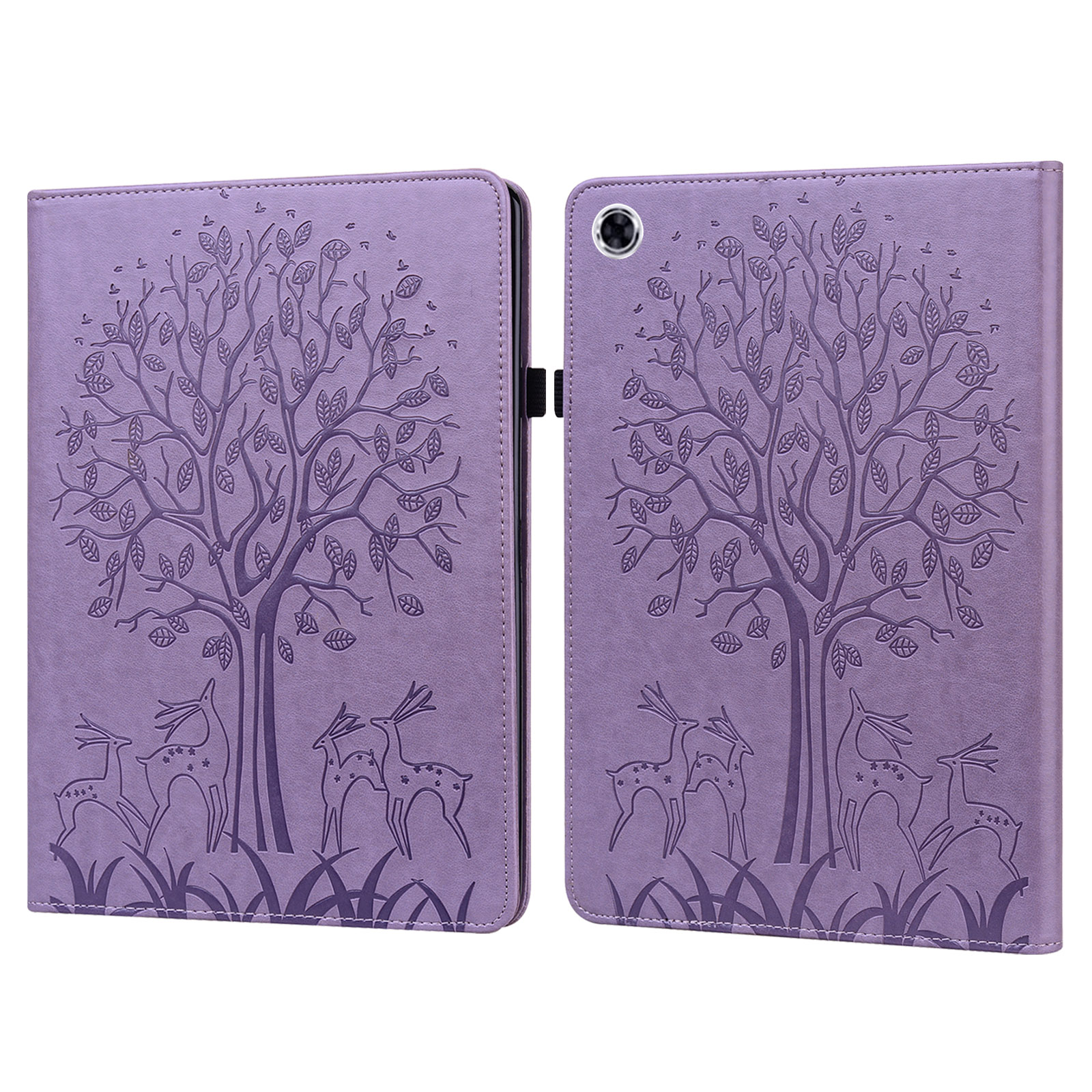 

Für Samsung Galaxy Tab A9 Case Tree Deer Gedruckte PU -lederständer Cover - Lila, Galaxy Tab A9