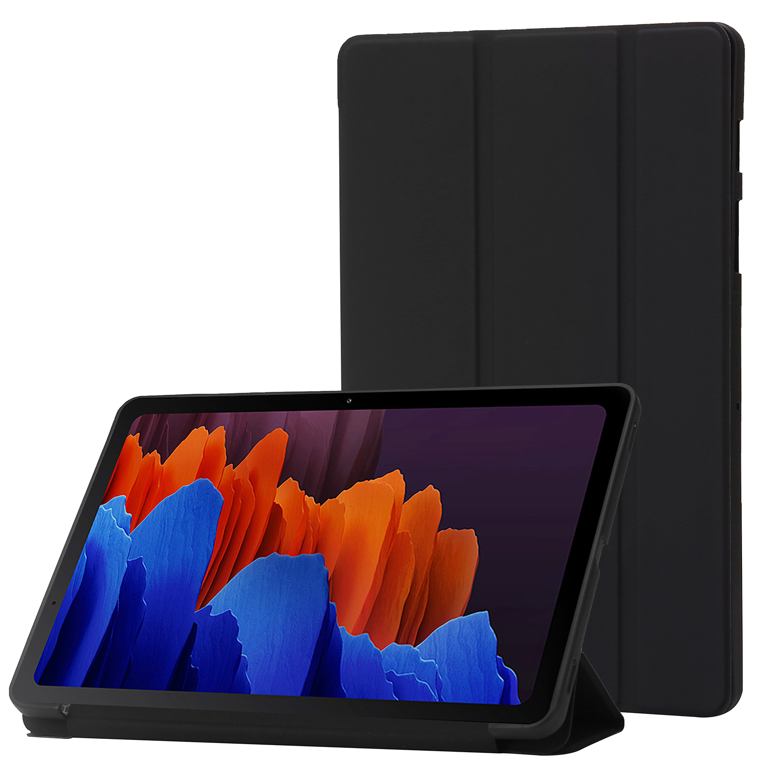 

Für Samsung Galaxy Tab s9 + Hülle Anti-scratch PU Leder + Silicon Tri-fold Ständer Tablet Cover - Schwarz, Galaxy Tab S9+