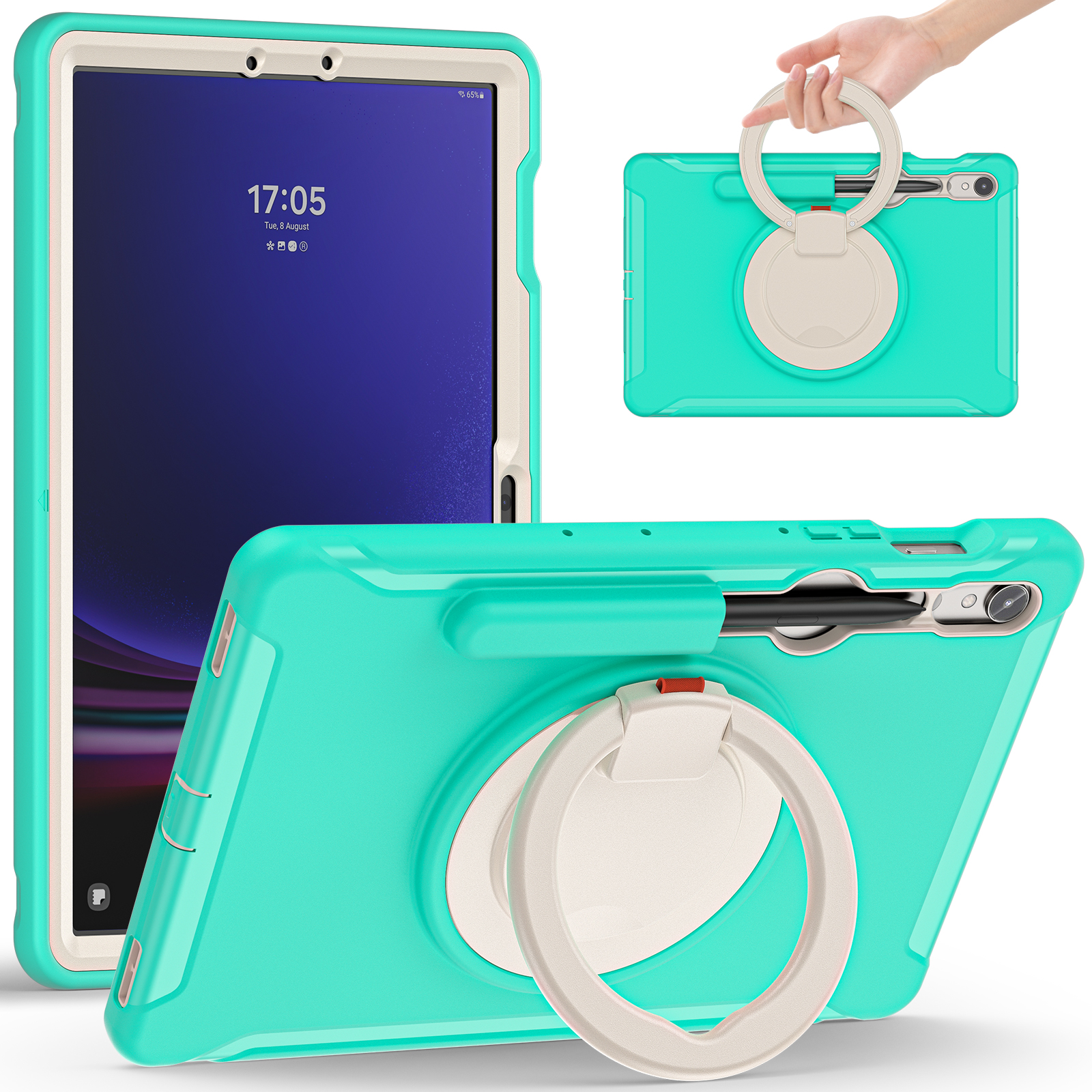 

Für Samsung Galaxy Tab S9 fe / S7 T870 / S8 X700 / S9 X710 Case Kickstand Tablet Cover Mit Stiftschlitz - Minzgrün, Galaxy Tab S7