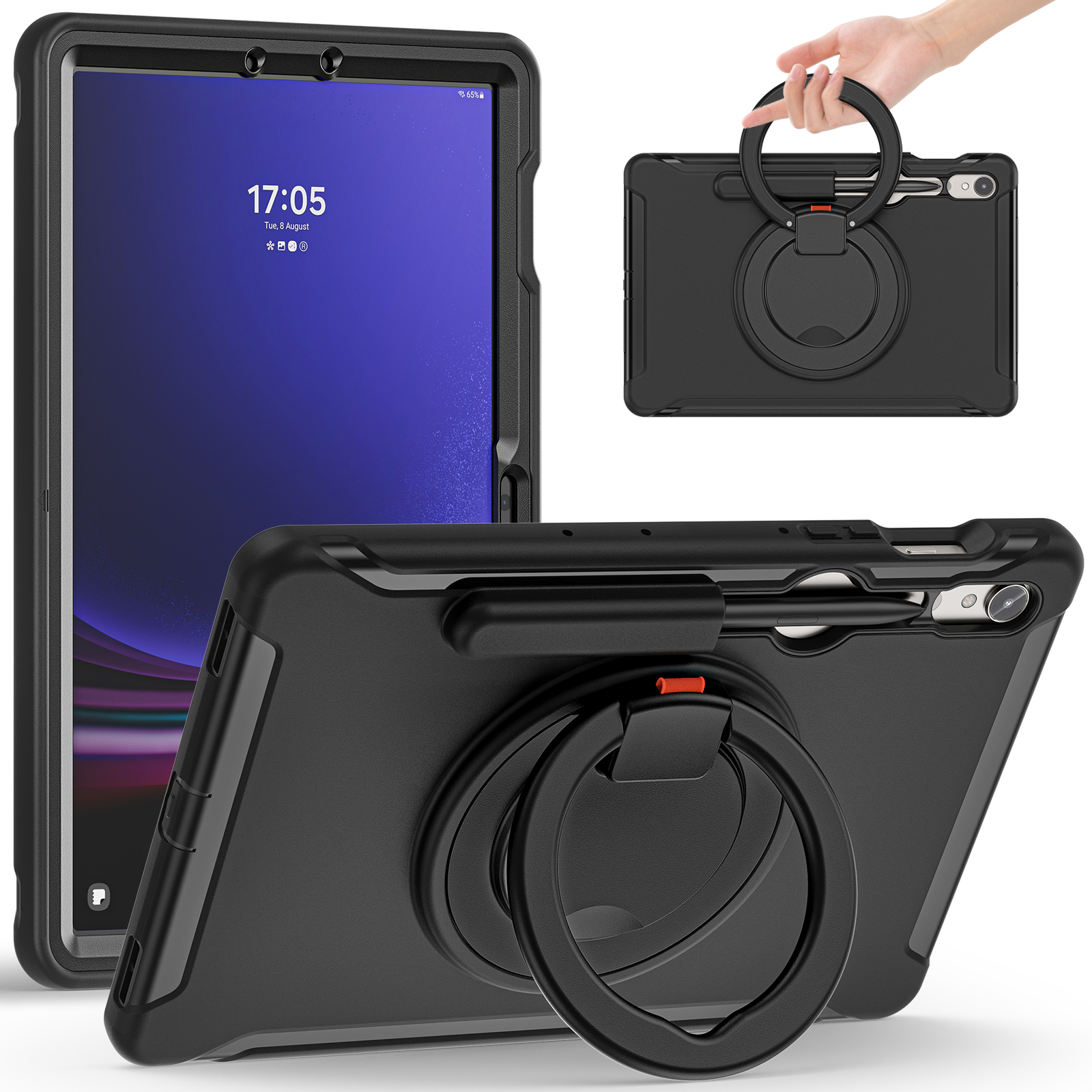 

Für Samsung Galaxy Tab S9 fe / S7 T870 / S8 X700 / S9 X710 Case Kickstand Tablet Cover Mit Stiftschlitz - Schwarz, Galaxy Tab S7