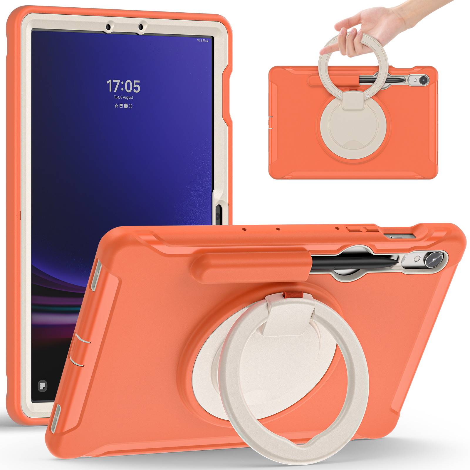 

Für Samsung Galaxy Tab S9 fe / S7 T870 / S8 X700 / S9 X710 Case Kickstand Tablet Cover Mit Stiftschlitz - Korallenorange, Galaxy Tab S7