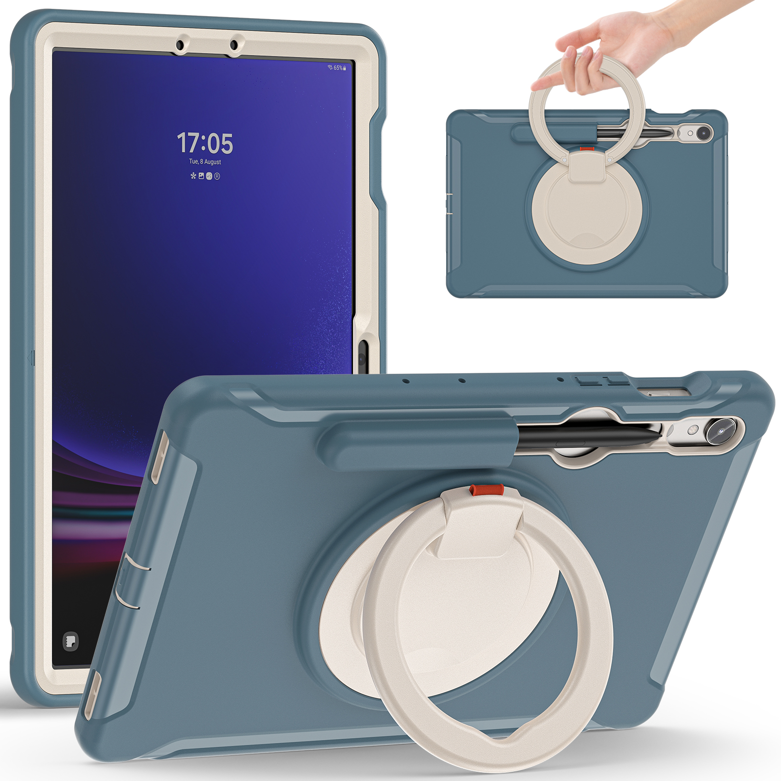 

Für Samsung Galaxy Tab S9 fe / S7 T870 / S8 X700 / S9 X710 Case Kickstand Tablet Cover Mit Stiftschlitz - Kornblumenblau, Galaxy Tab S7