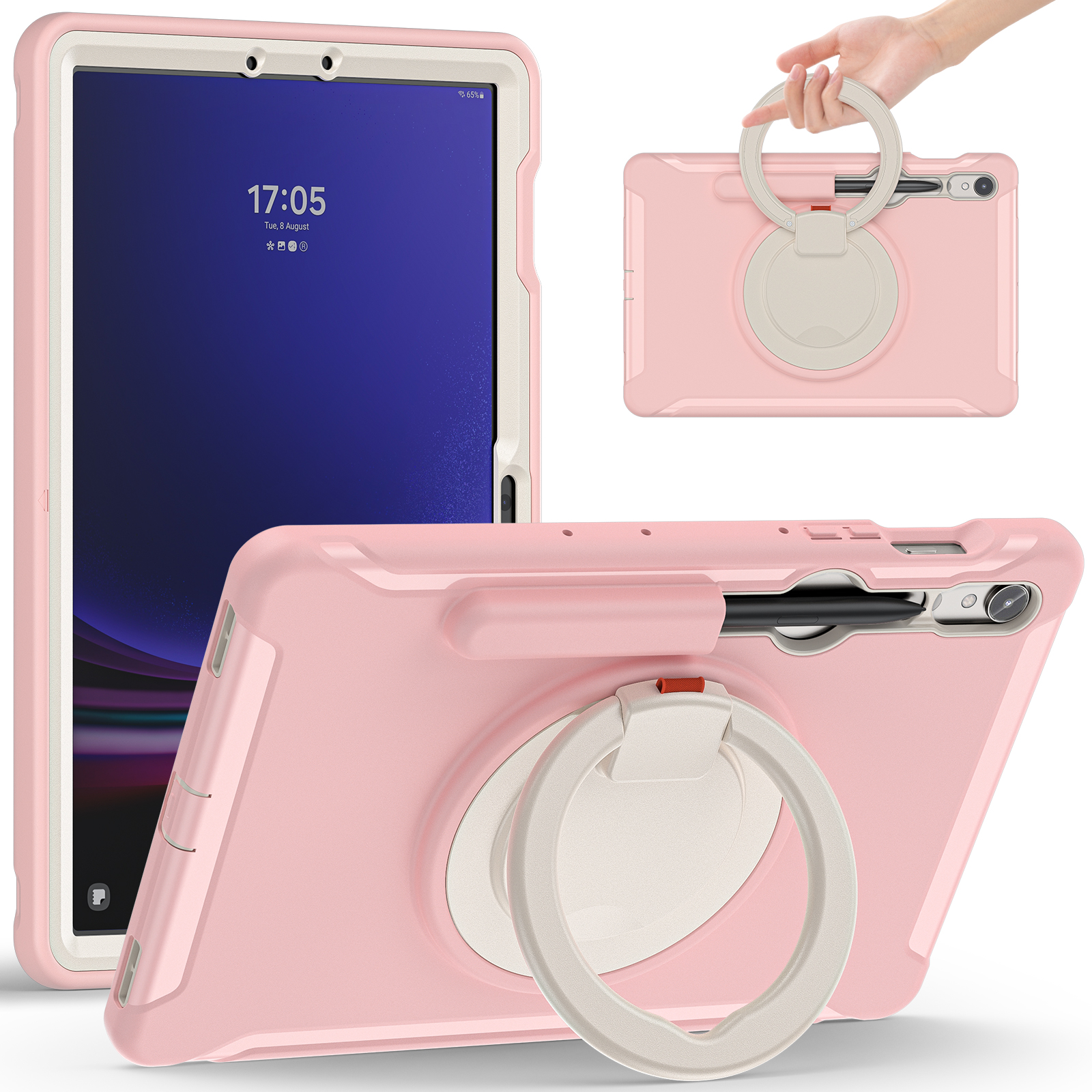 

Für Samsung Galaxy Tab S9 fe / S7 T870 / S8 X700 / S9 X710 Case Kickstand Tablet Cover Mit Stiftschlitz - Kirschblüten Rosa, Galaxy Tab S7