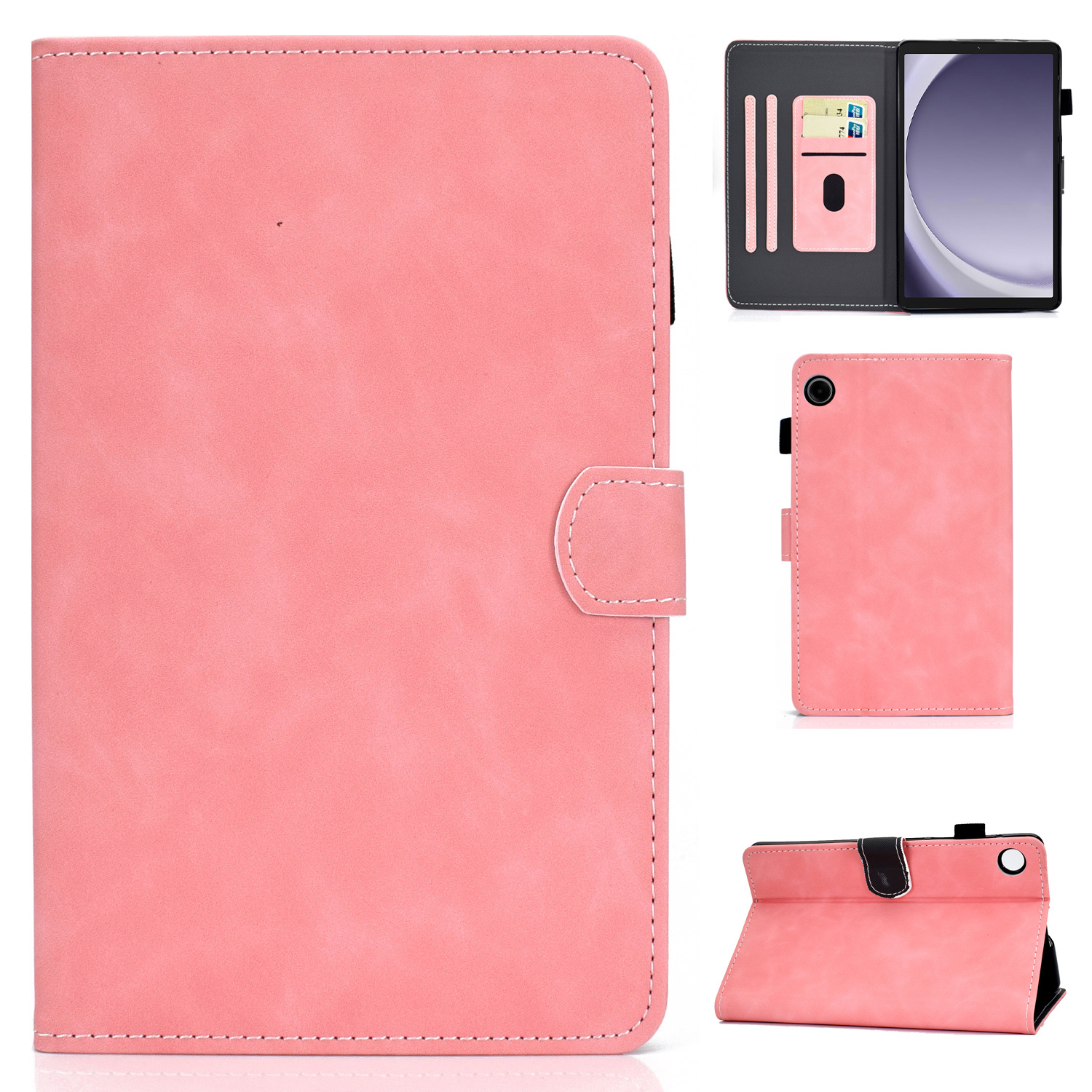 

Für Samsung Galaxy Tab A9 PU Leder -karton -karten -ständer Tablet -abdeckung Mit Bleistifthalter - Roségold, Galaxy Tab A9