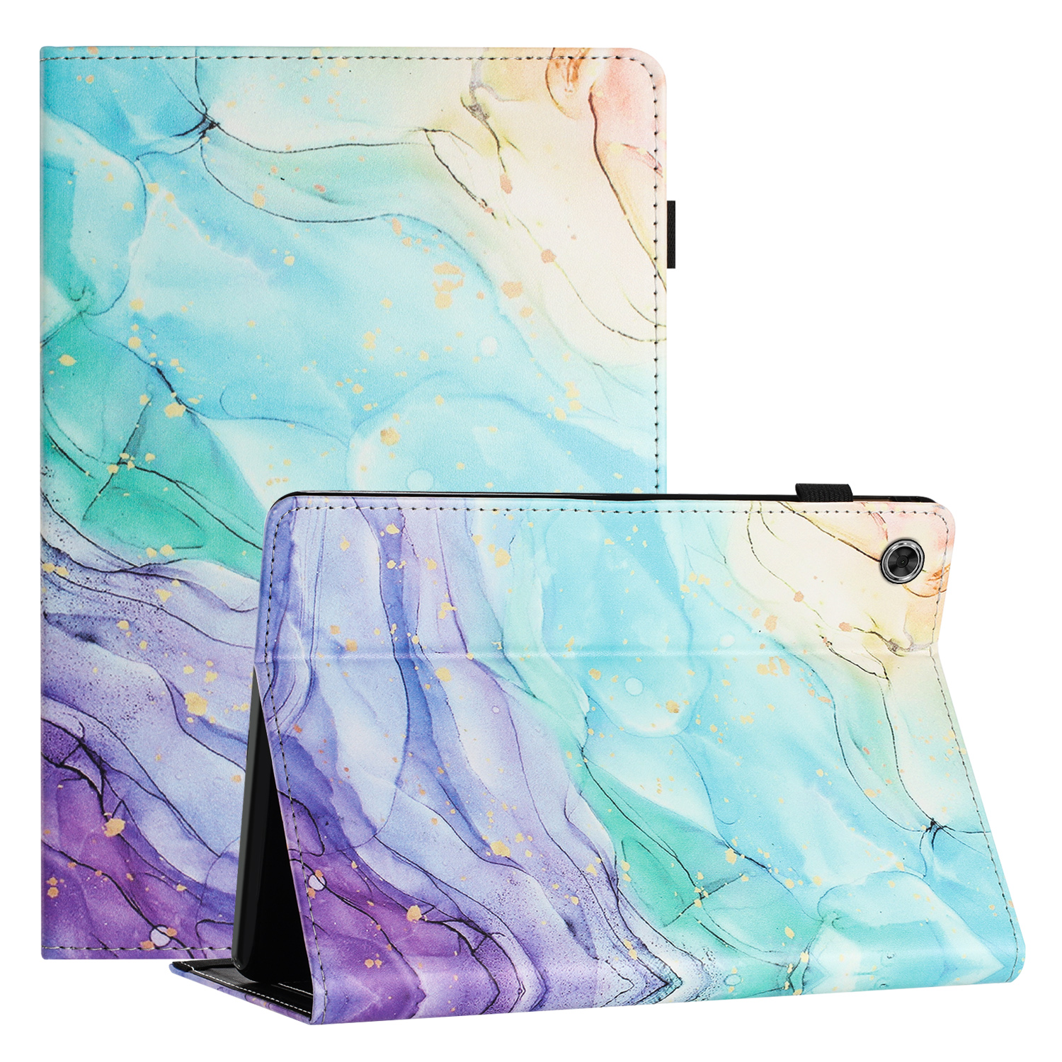 

Für Samsung Galaxy Tab A9+ Standschutzabdeckung PU Leder Muster Drucktablette Hülle - Ölgemälde, Galaxy Tab A9+
